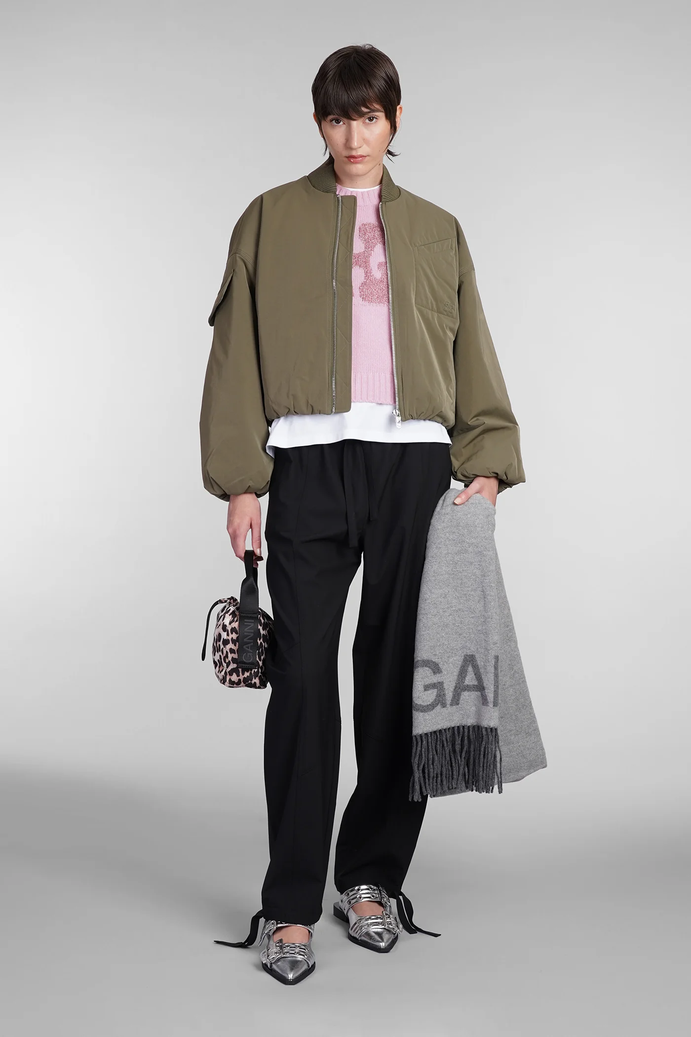 Bomber Jacket in green polyester - Image 2