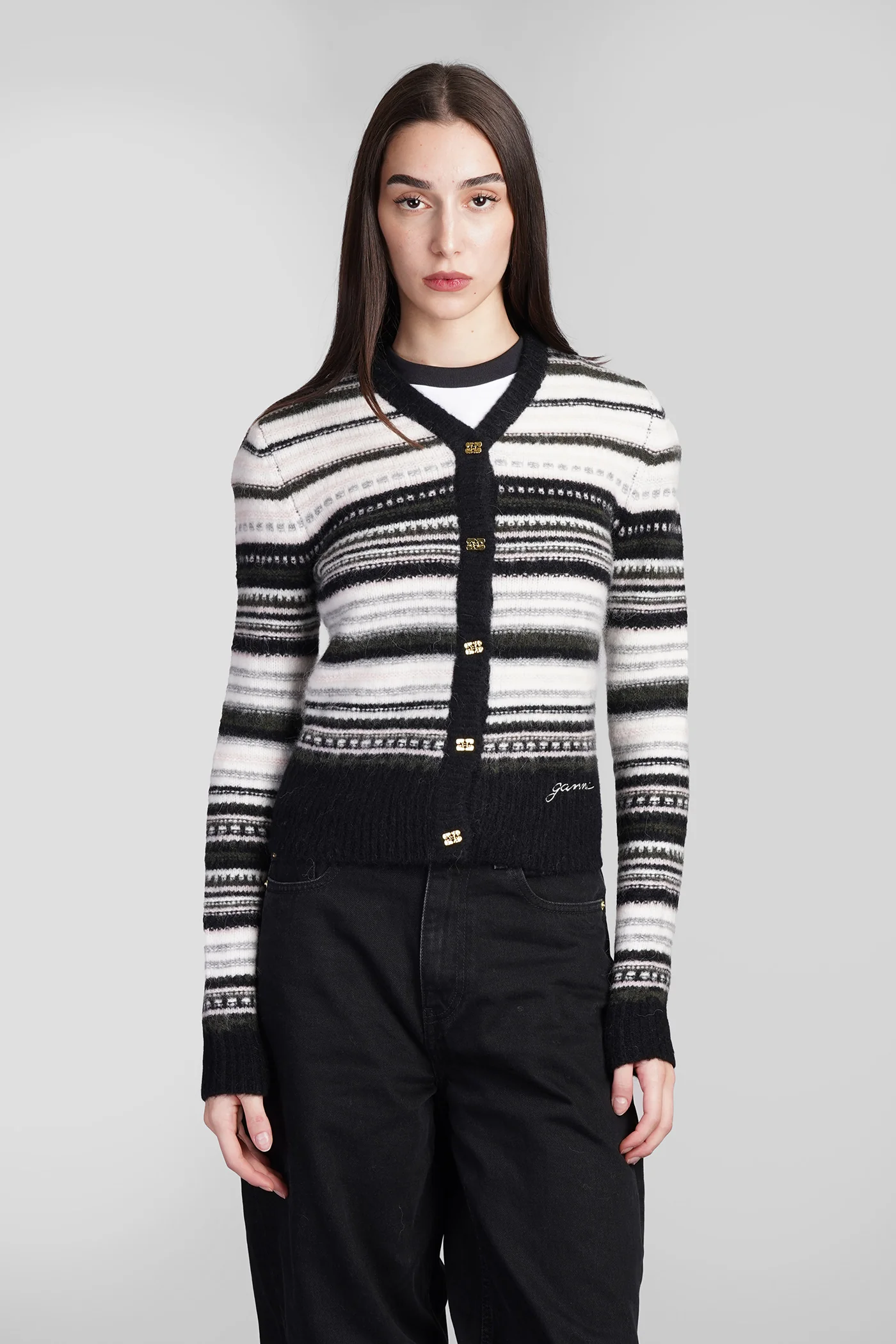 Cardigan in black wool