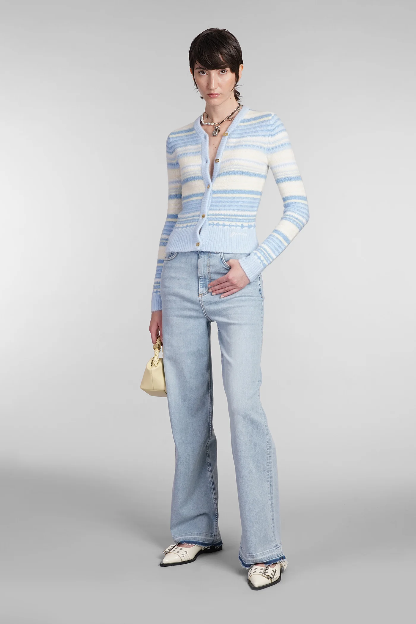 Cardigan in cyan wool - Image 2