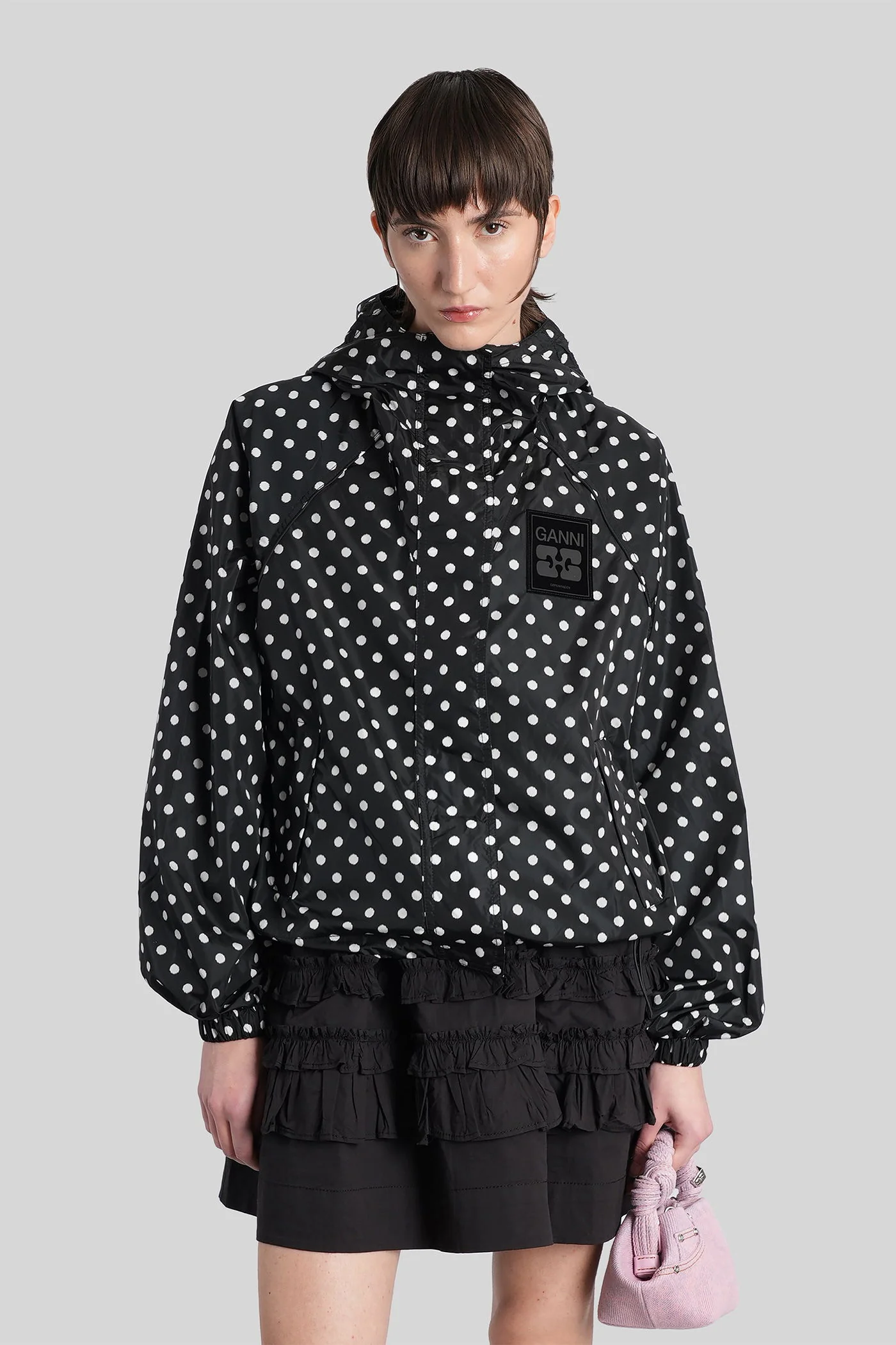 Casual jacket in black polyamide