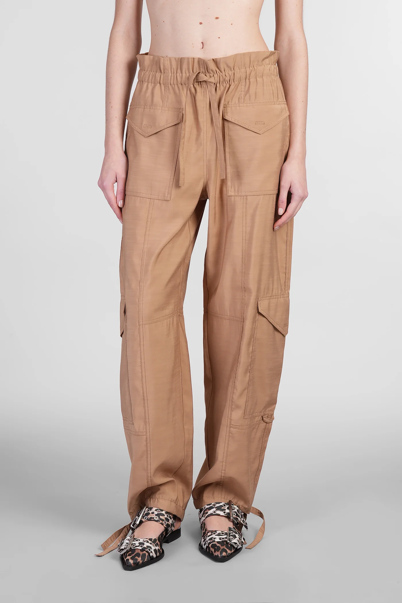 Pants in beige viscose