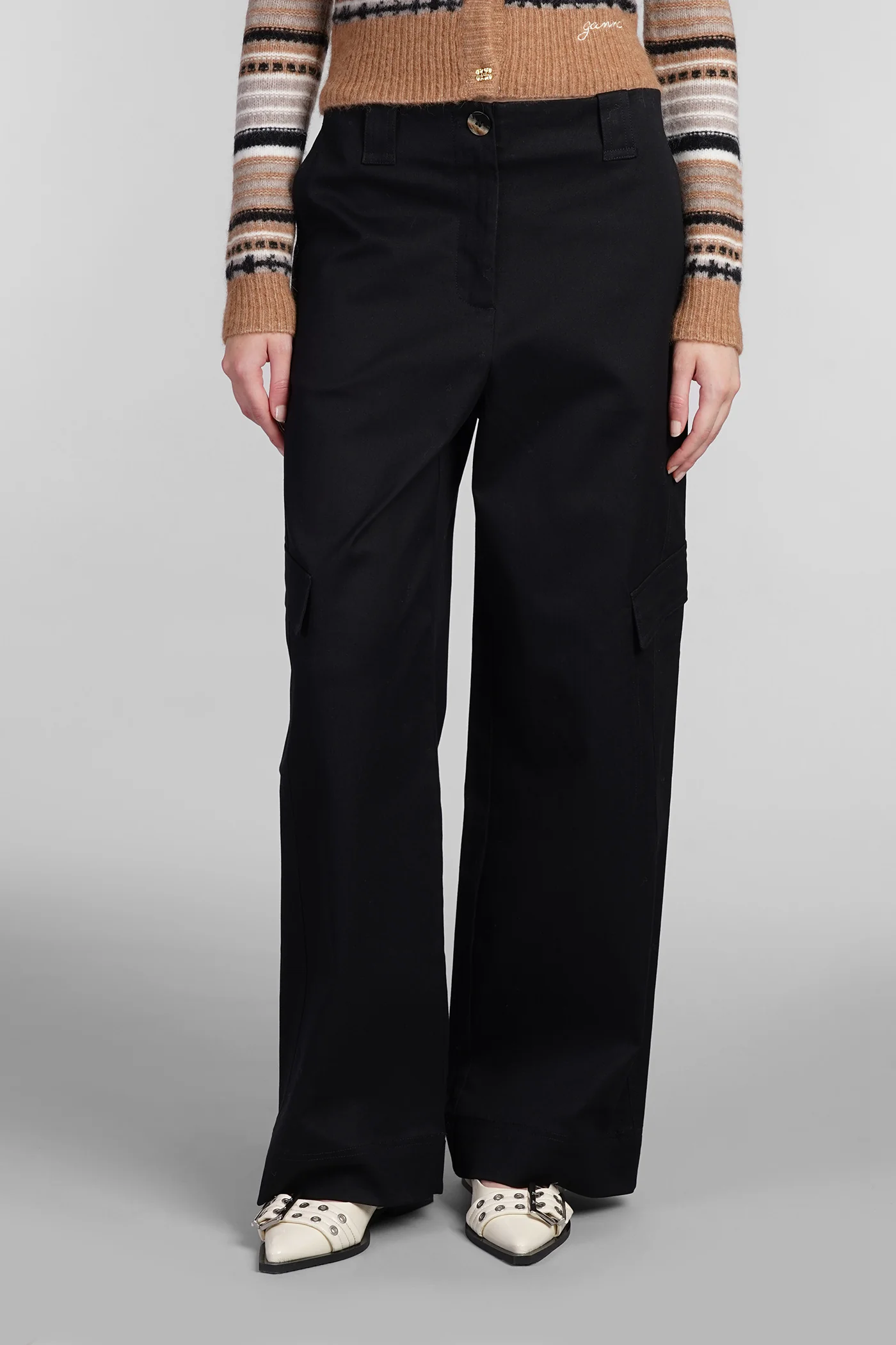 Pants in black cotton