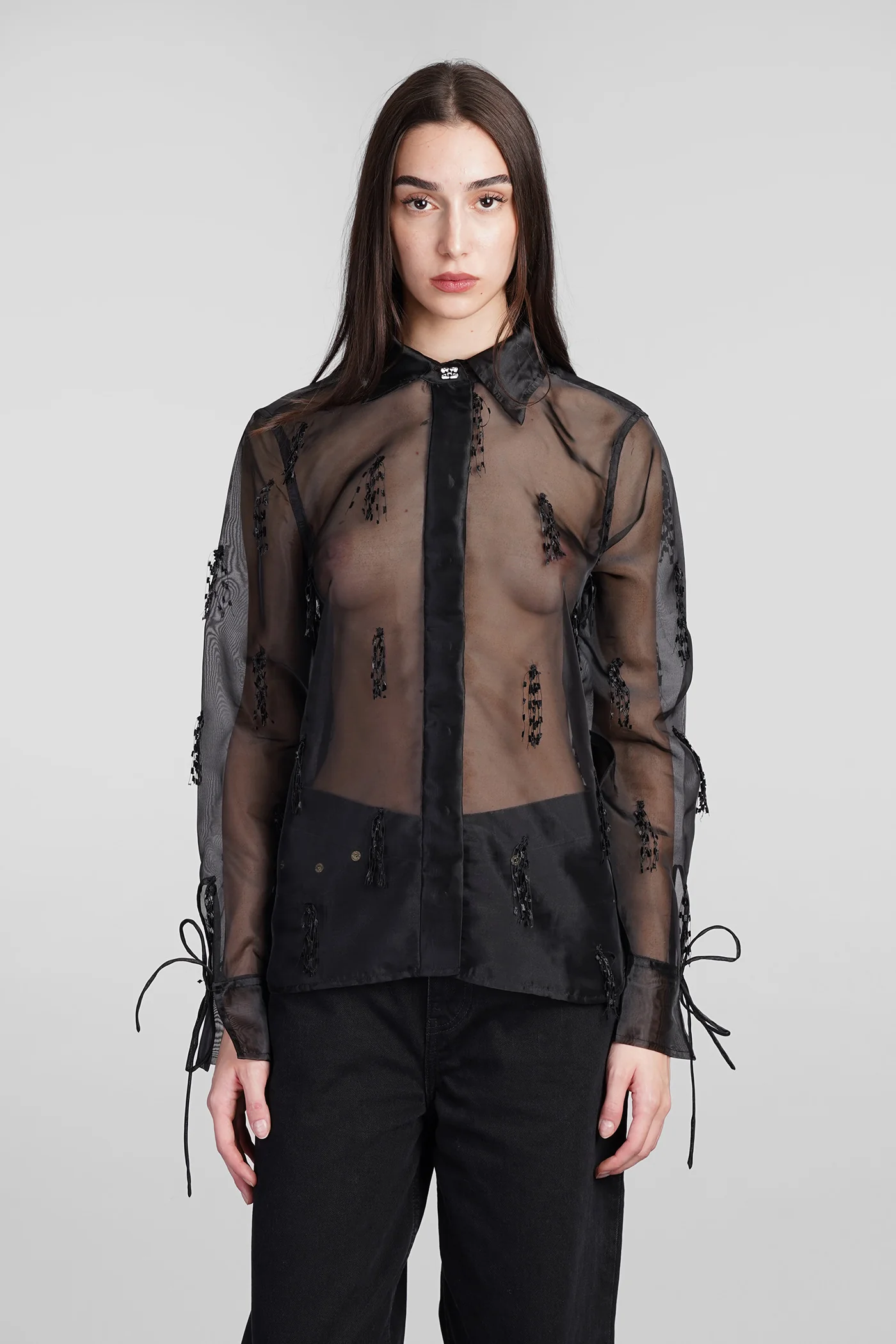 Shirt in black polyester