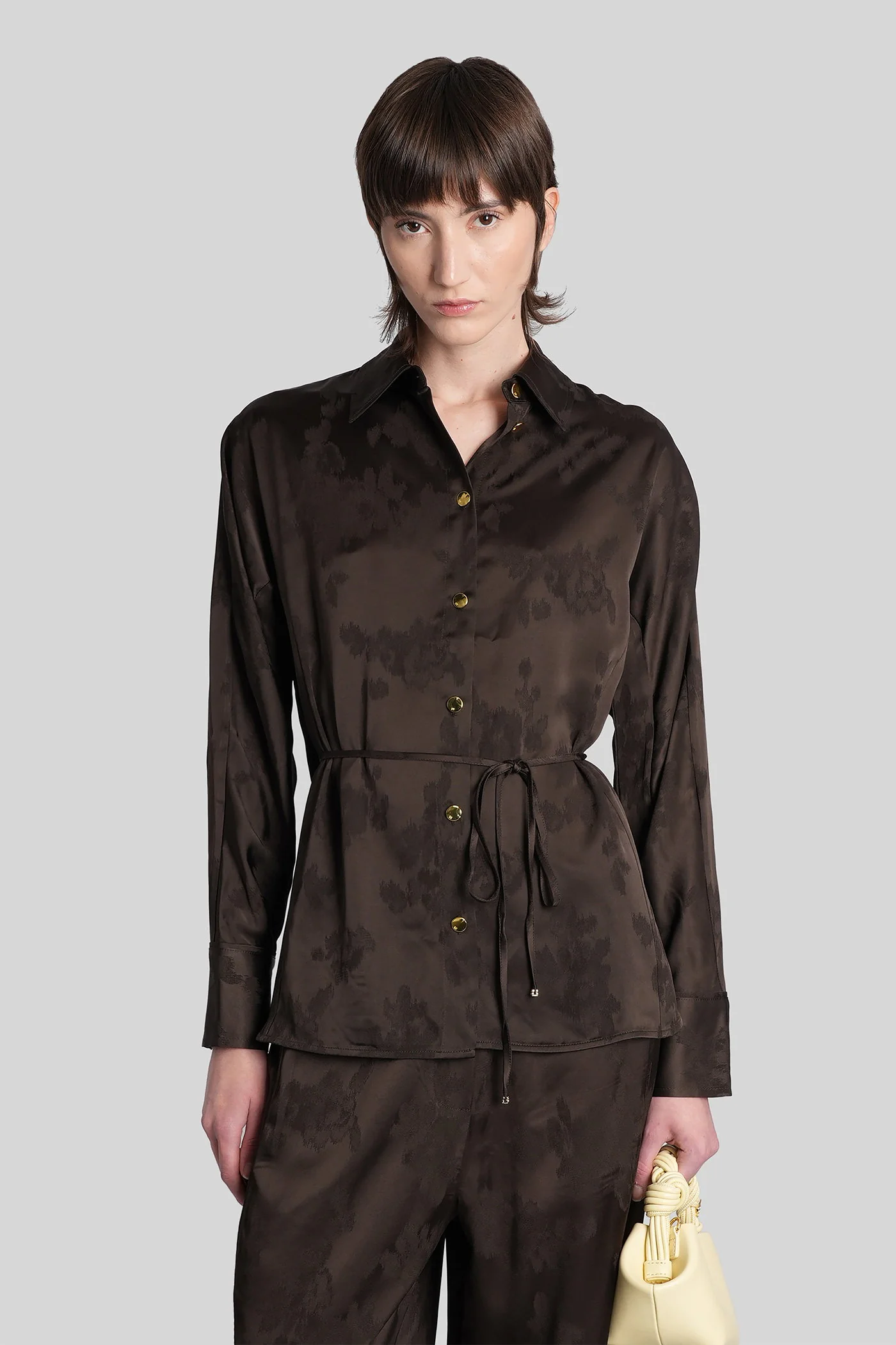 Shirt in brown acetate