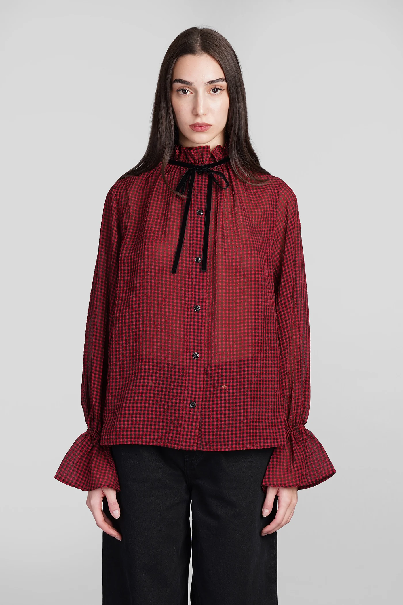 Shirt in red polyester