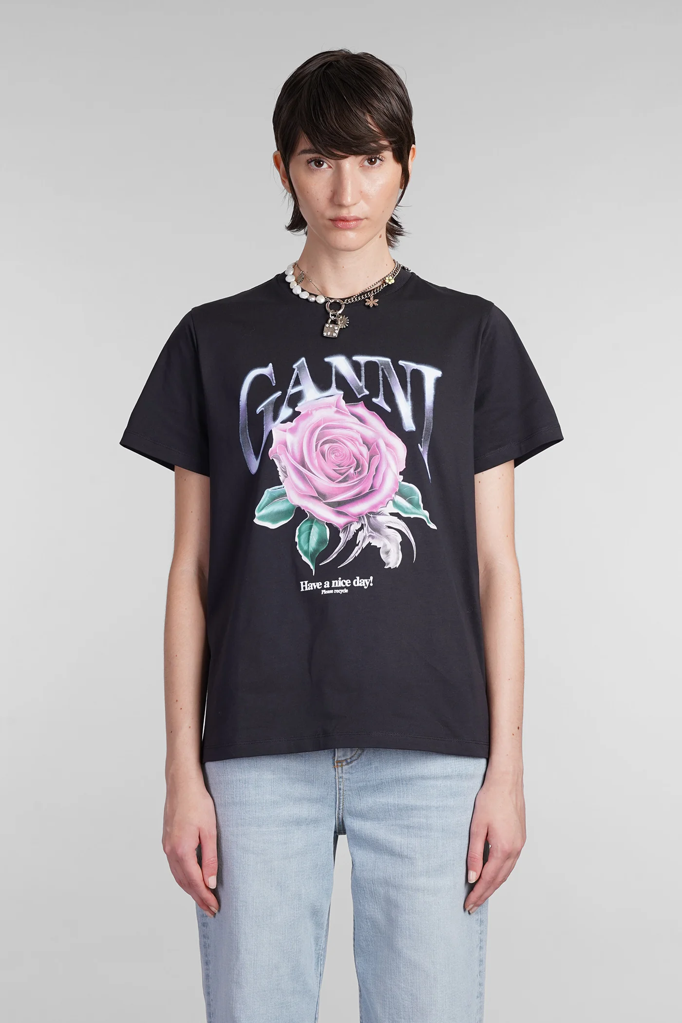 T-Shirt in black cotton