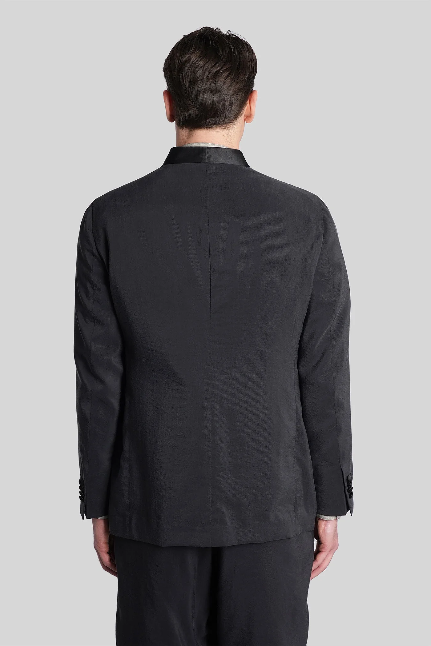 Blazer in black silk - Image 3