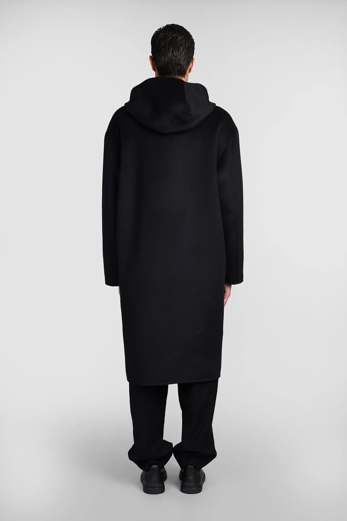 Coat in black cashmere - Image 3