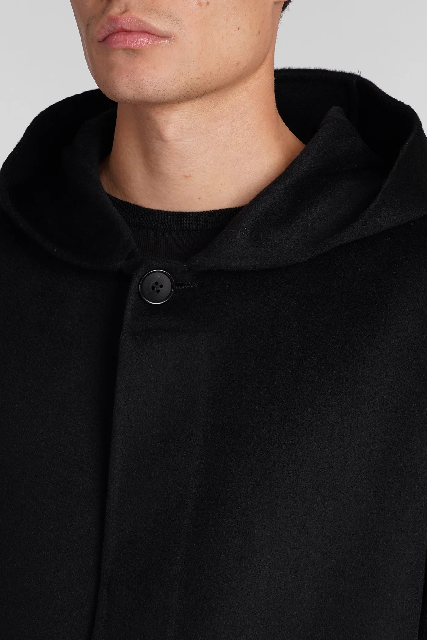 Coat in black cashmere - Image 5