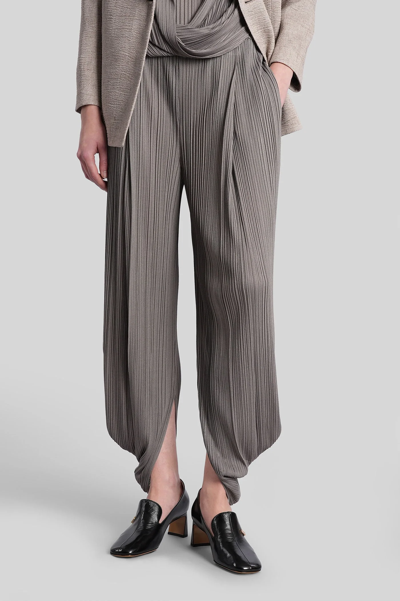 Pants in grey polyester
