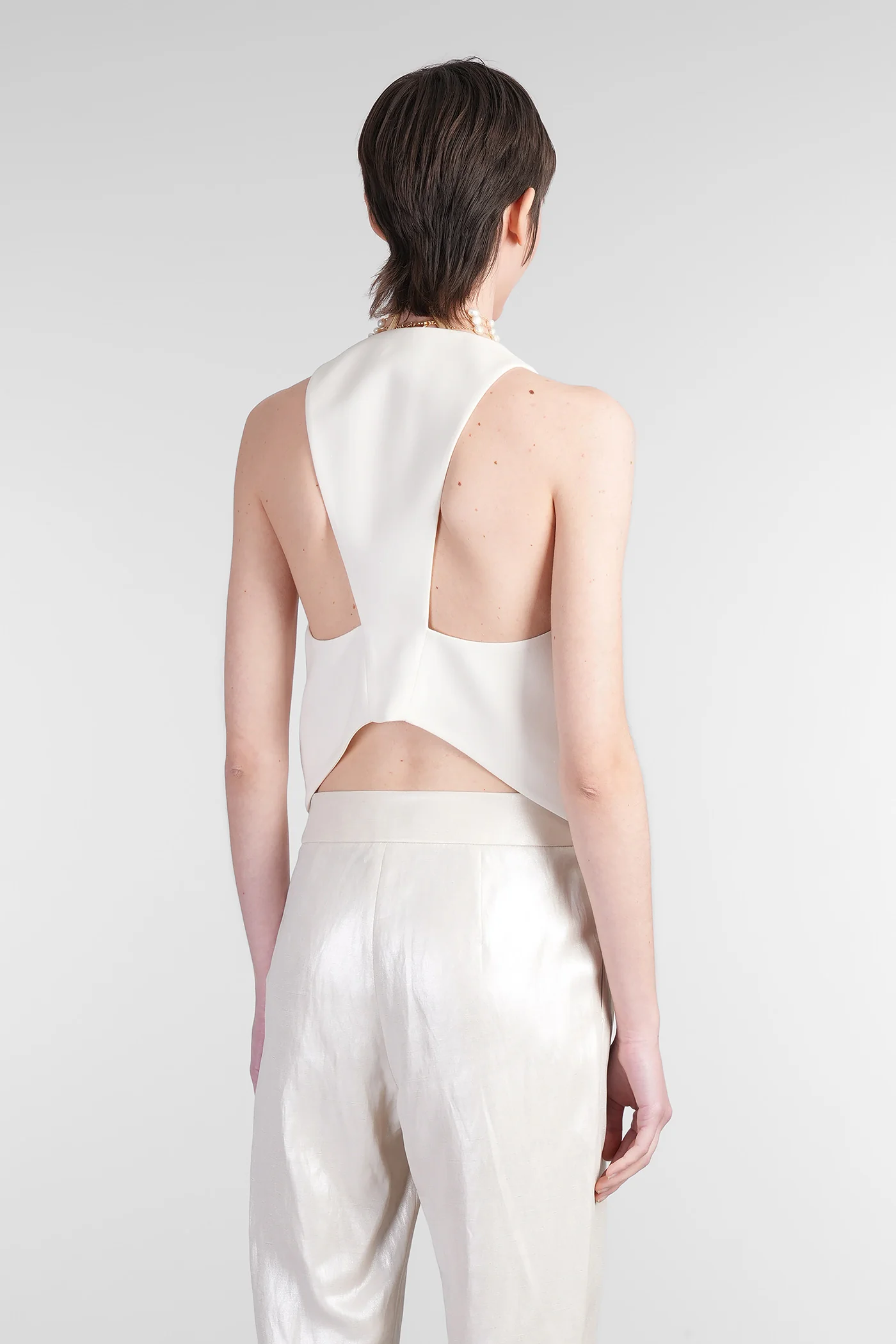 Vest in beige silk - Image 3