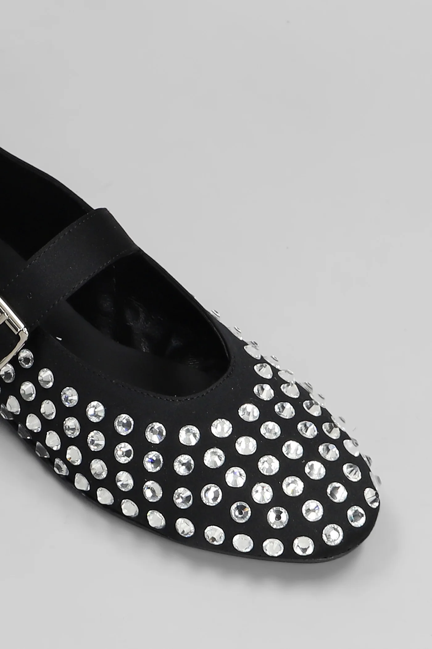 Gold Ballet flats in black satin - Image 5