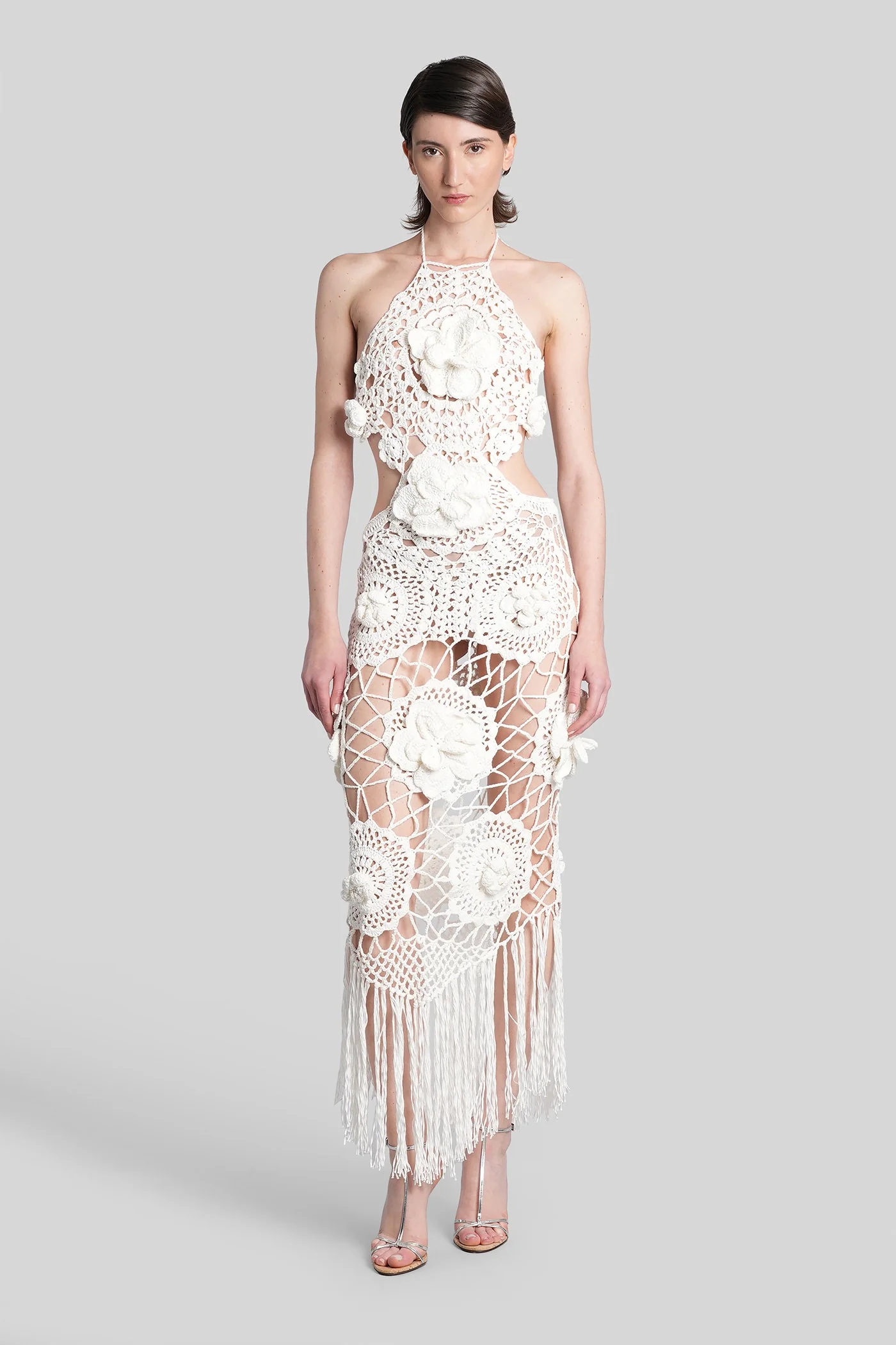 Long dress in white cotton