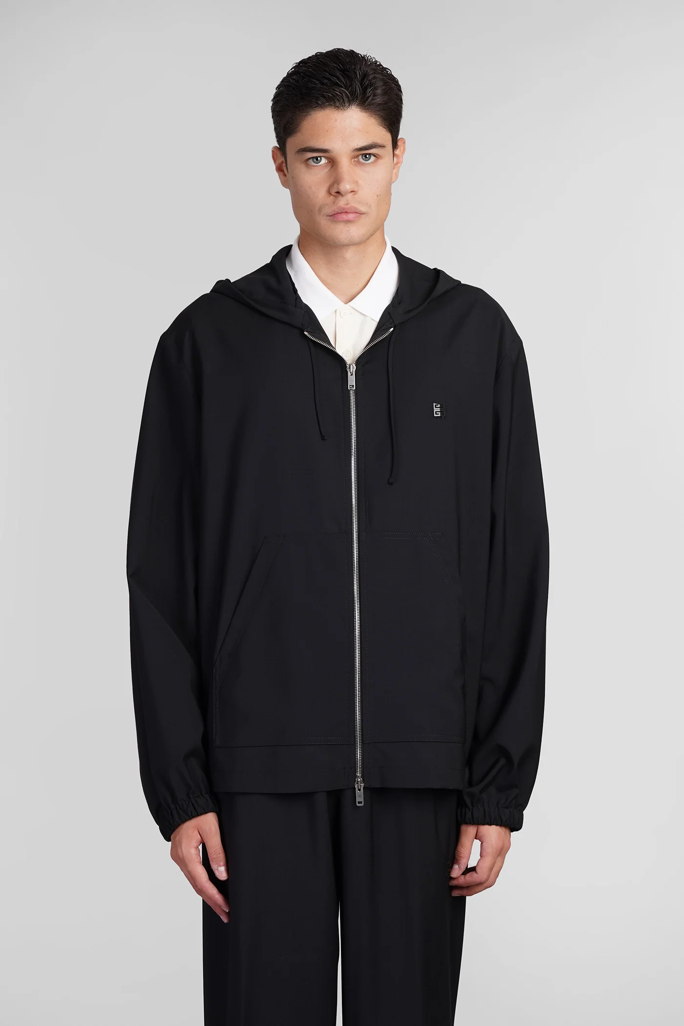 Casual jacket in black wool