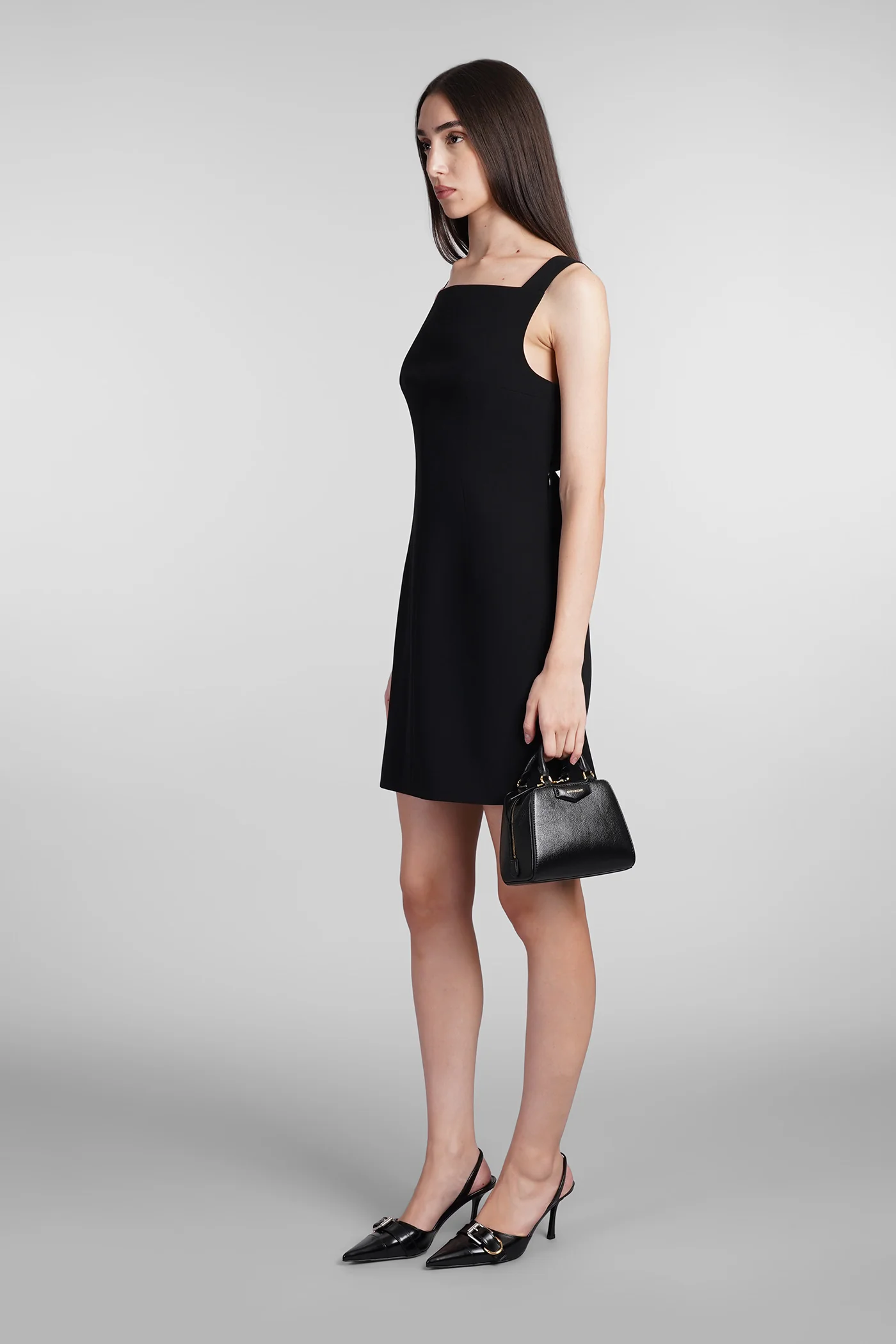Dress woman in black viscose - Image 4