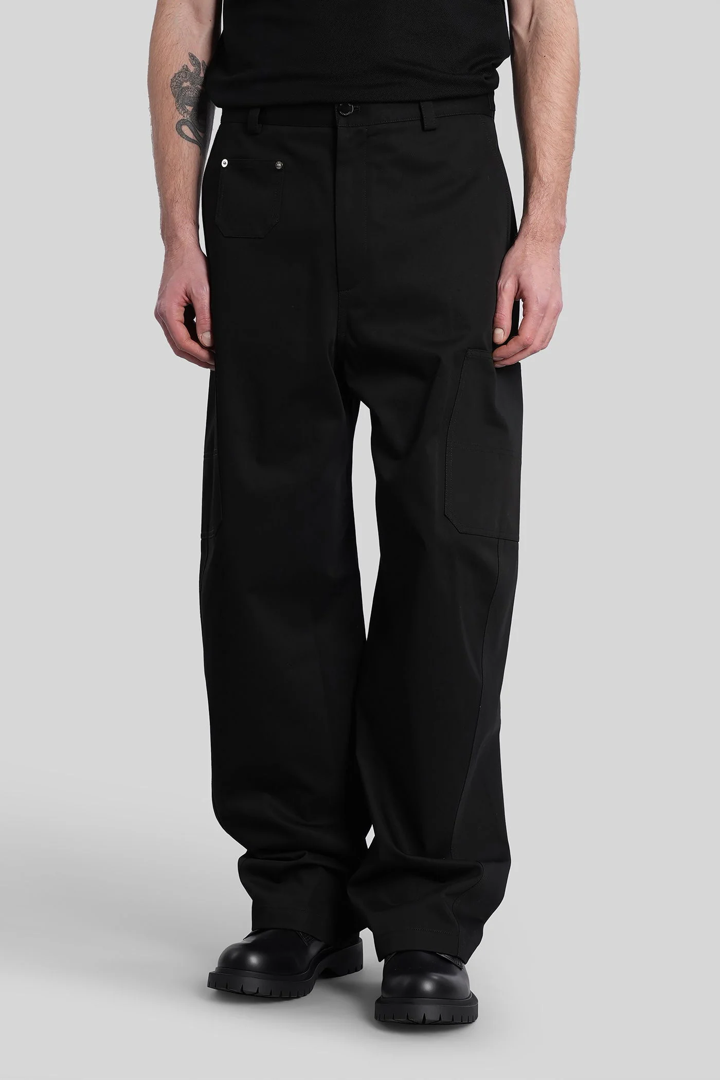 Pants in black cotton
