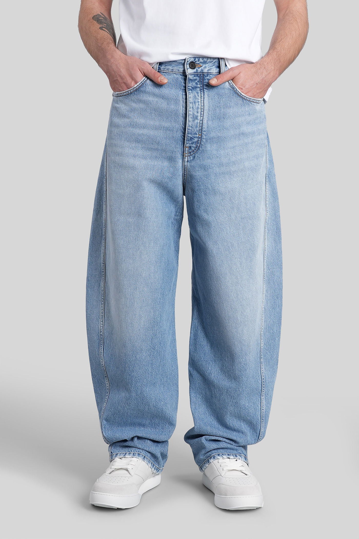Pants in blue cotton