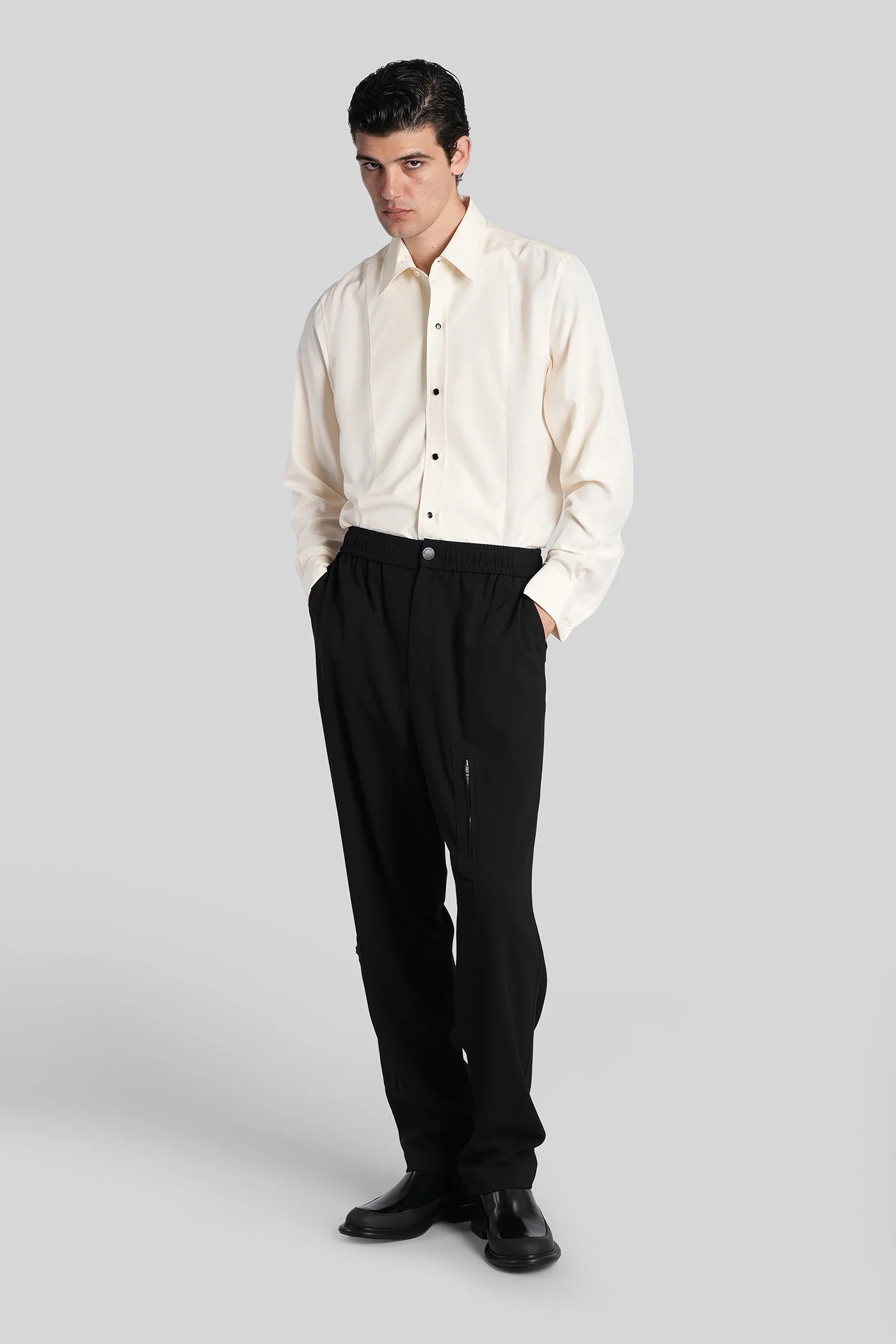 Shirt in beige silk - Image 2
