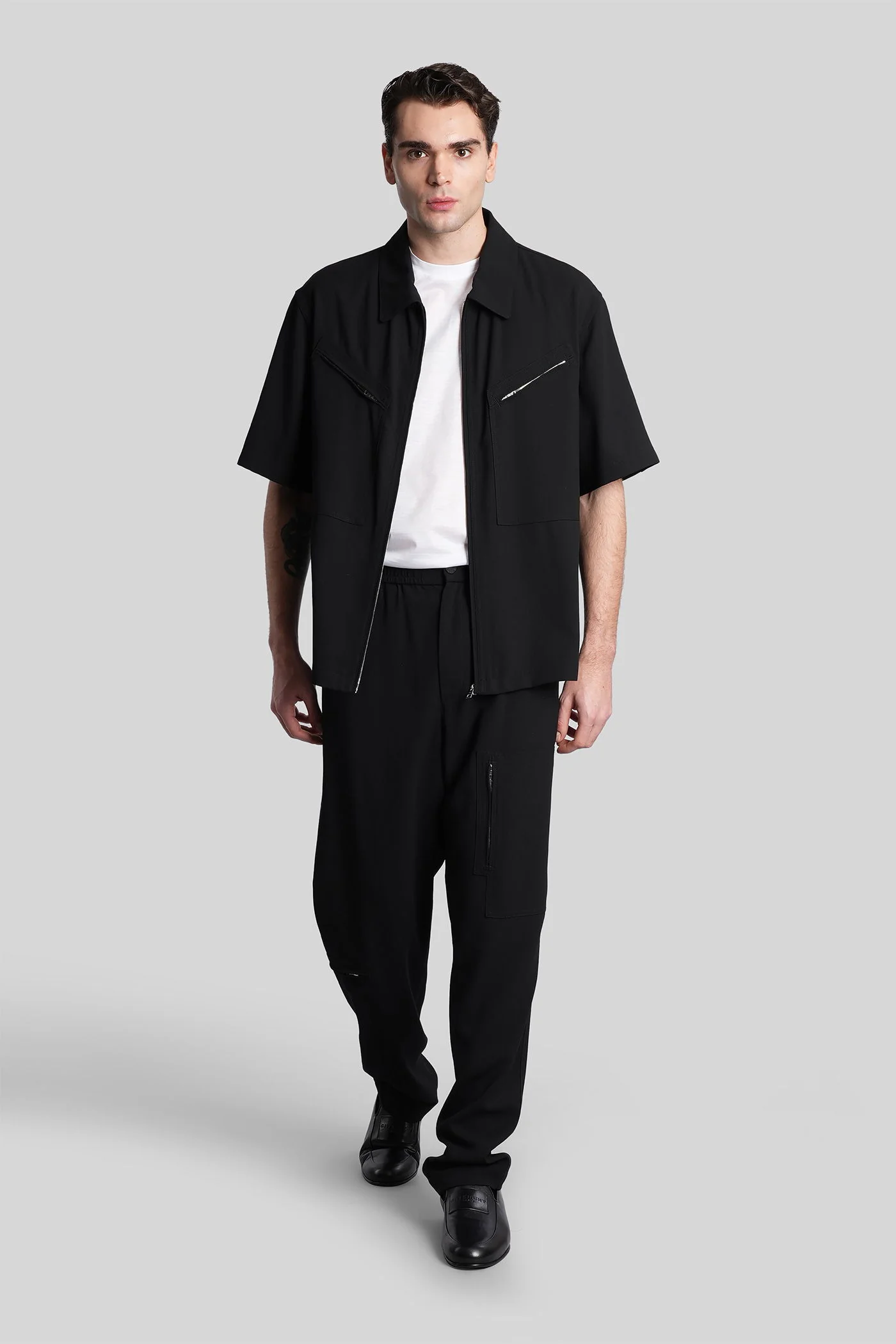 Shirt in black wool - Image 2