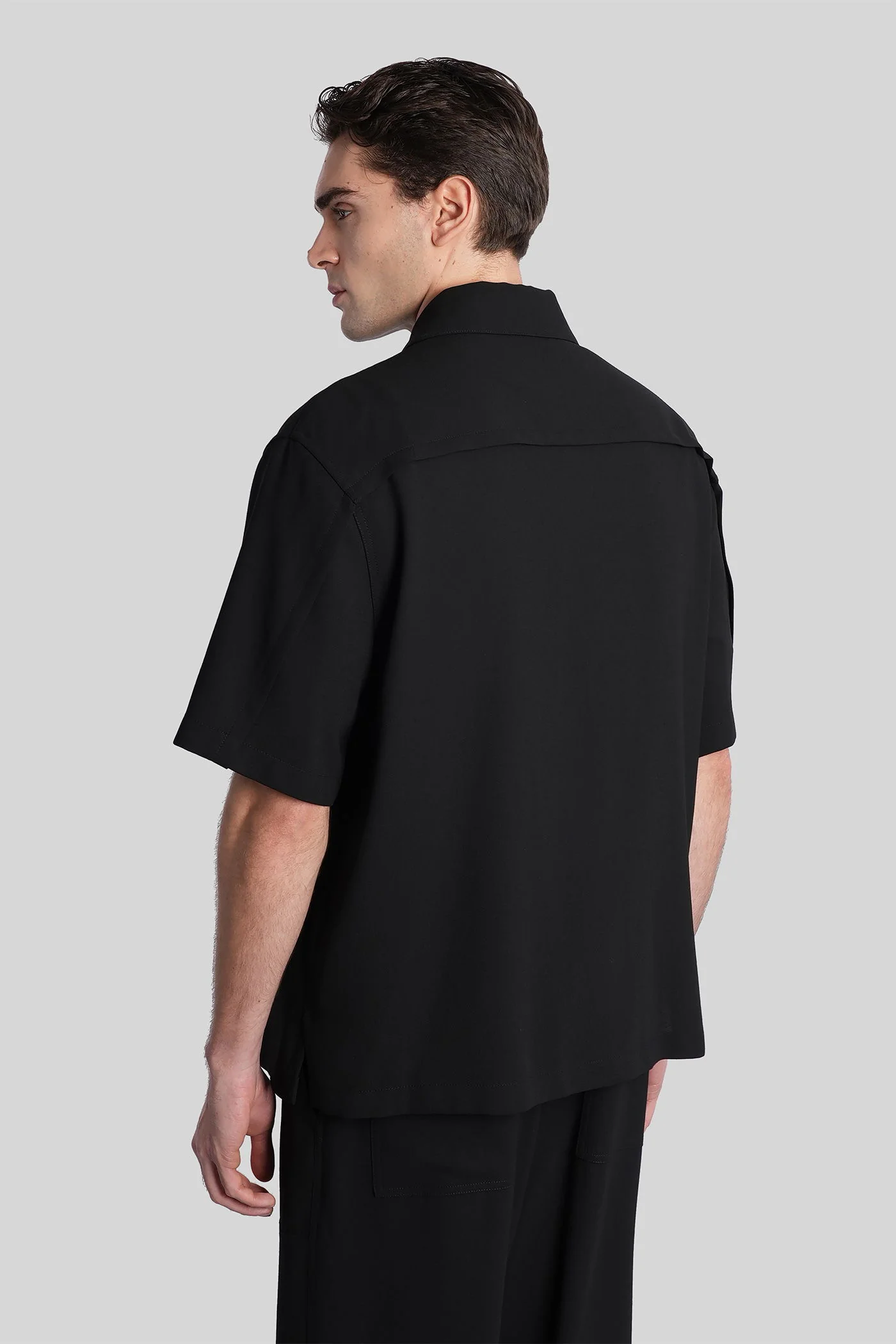 Shirt in black wool - Image 3