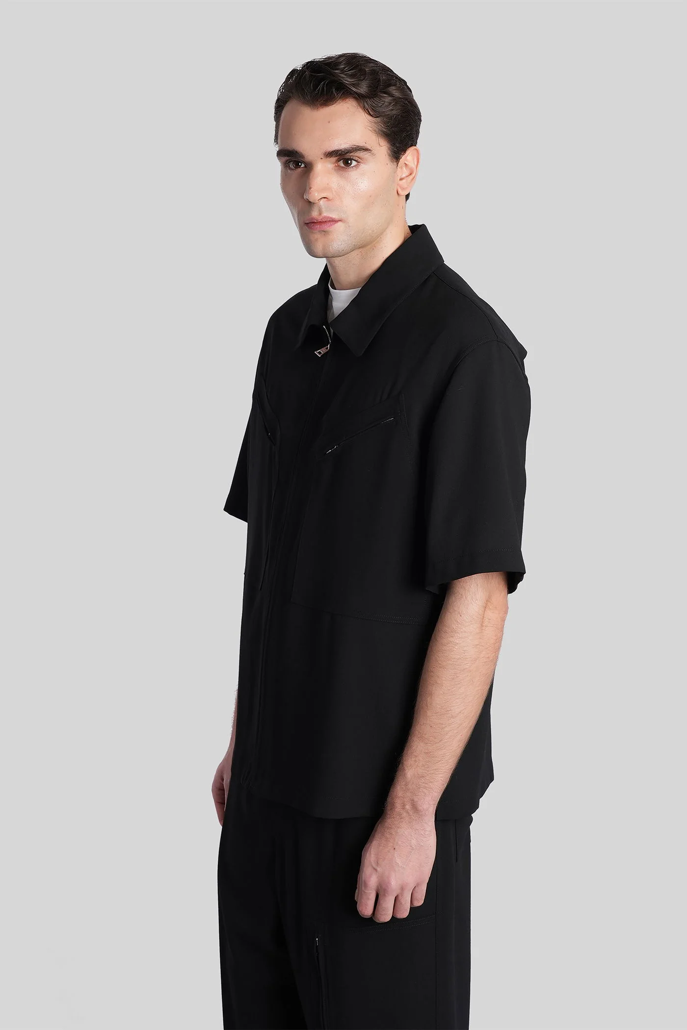 Shirt in black wool - Image 4