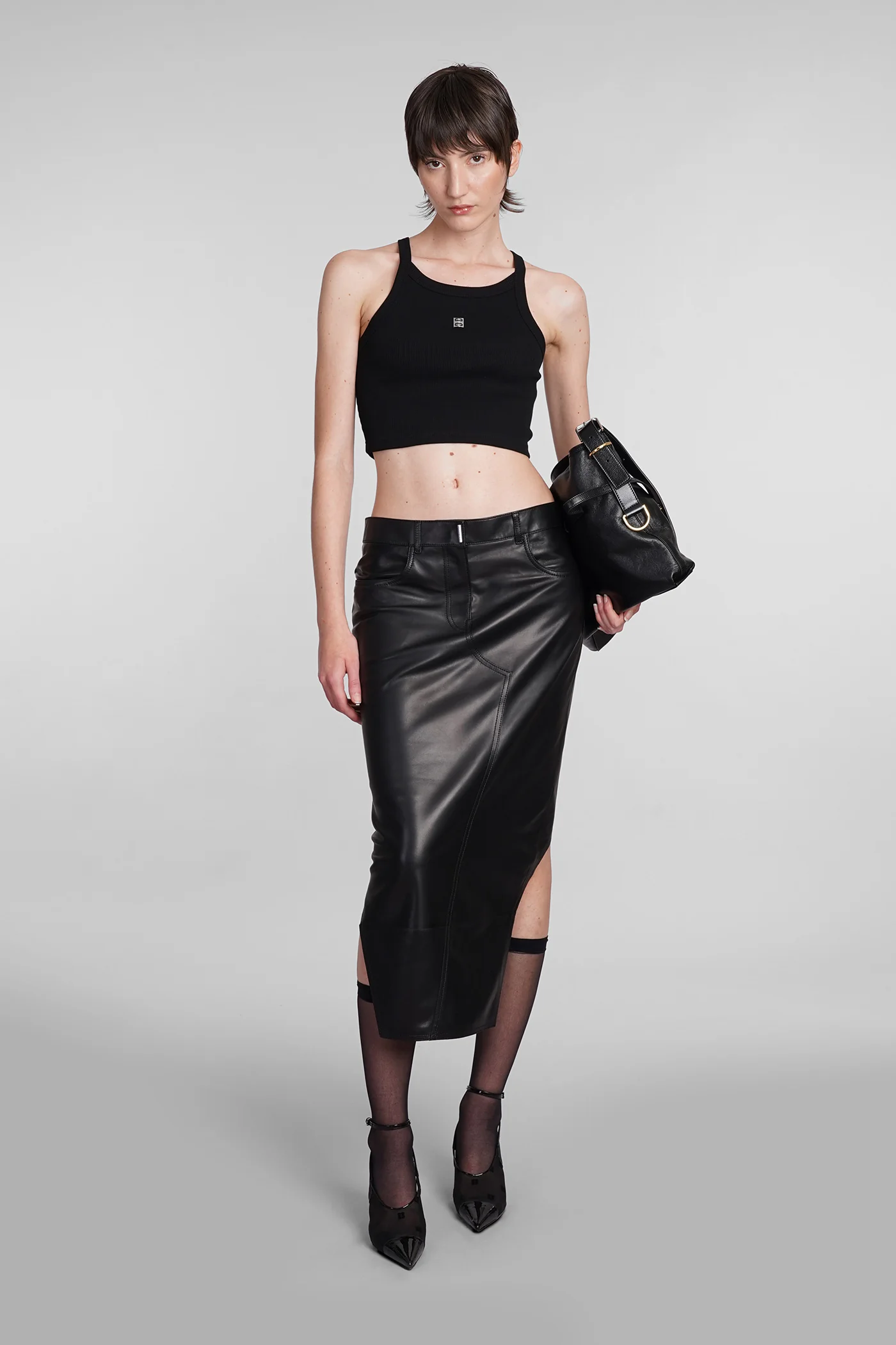 Skirt in black leather - Image 2