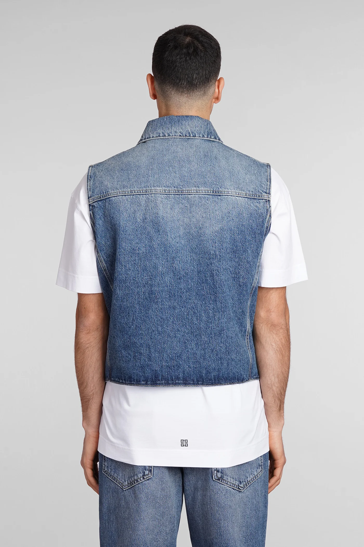 Vest in blue cotton - Image 3