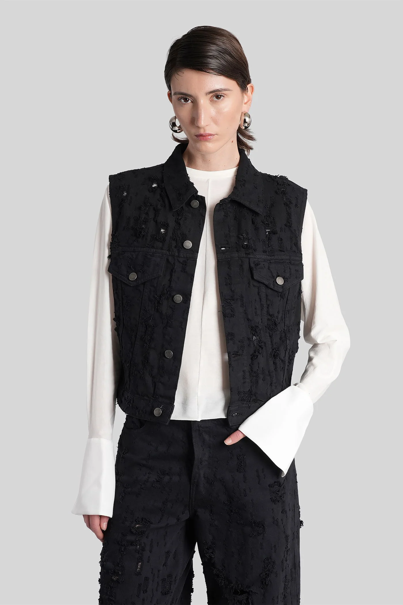 Ryder Vest in black cotton