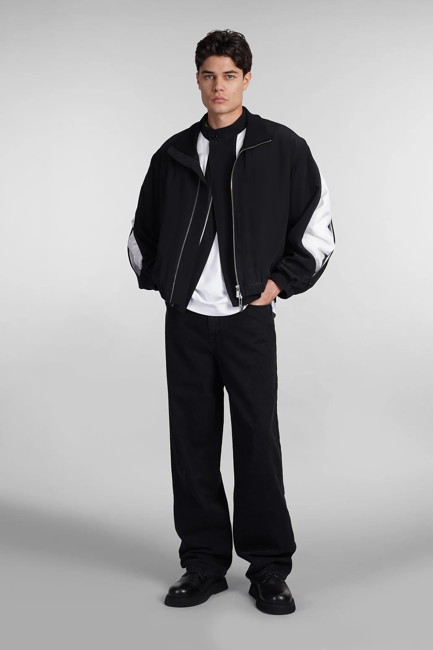 Bomber Jacket in black silk - Image 2