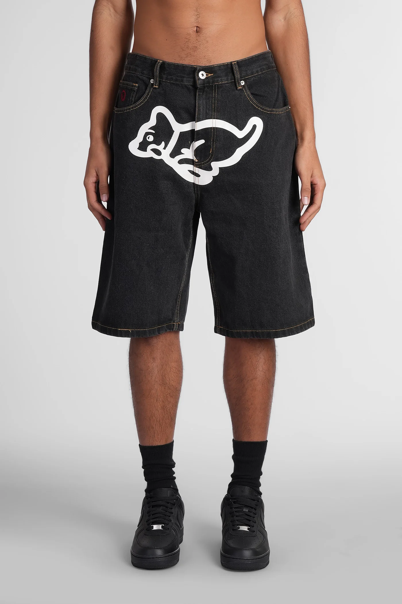 Shorts in black cotton