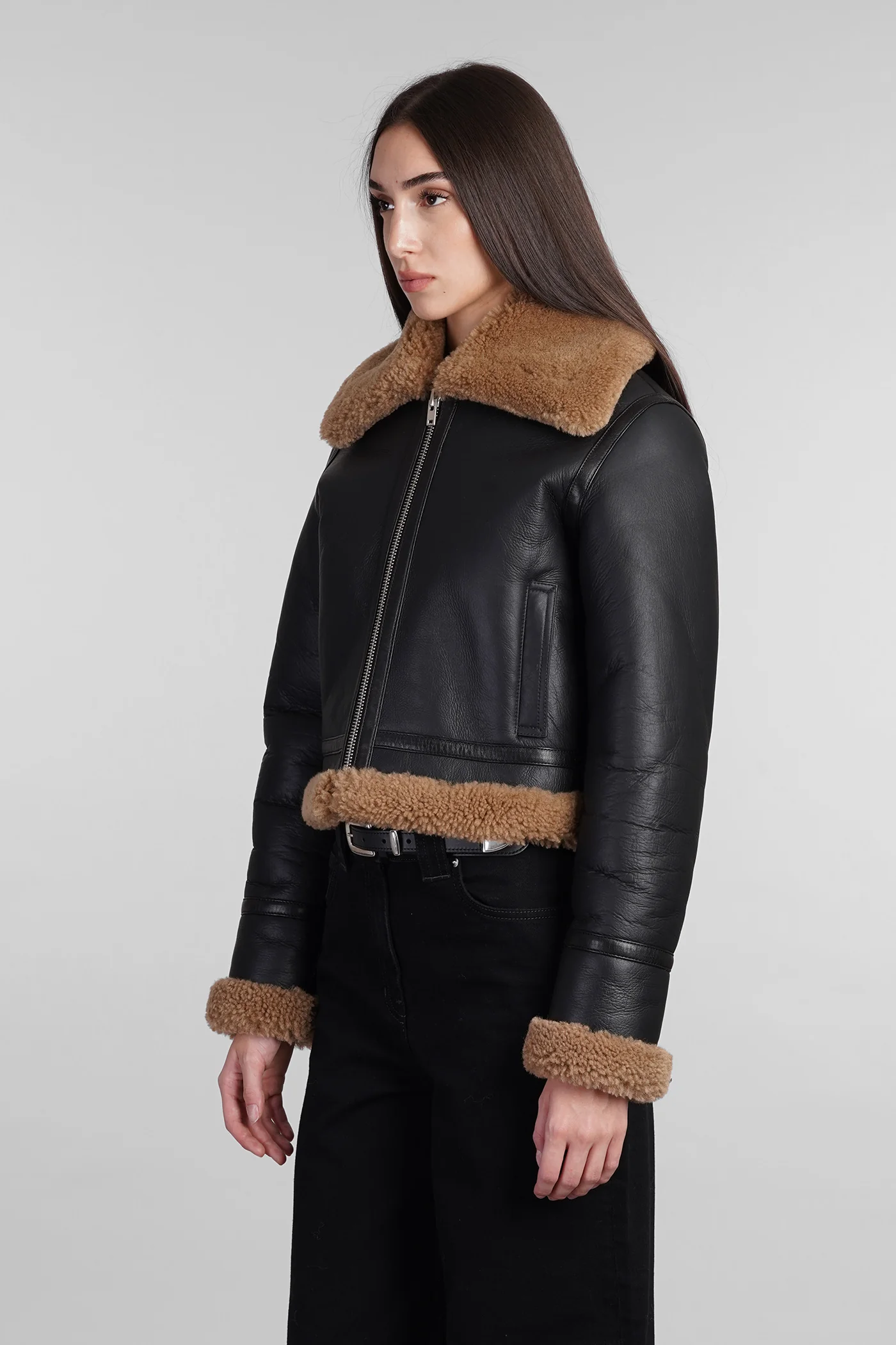 Berrin Shearling in black leather - Image 4