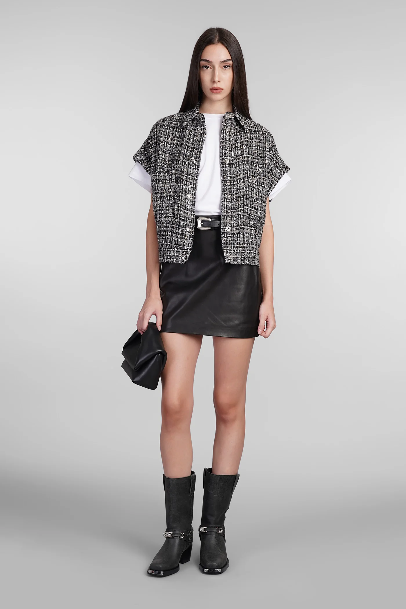 Eliou Skirt in black leather - Image 2
