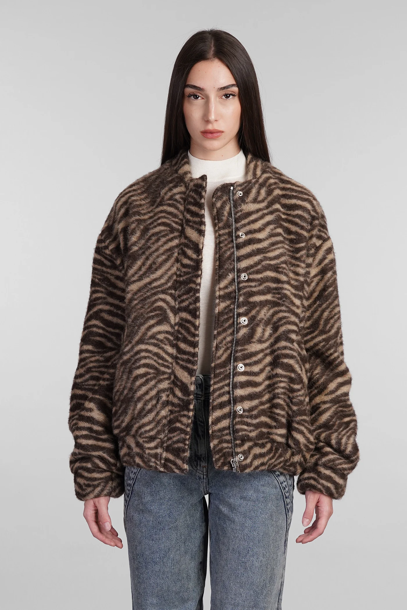 Louane Bomber Jacket in brown wool