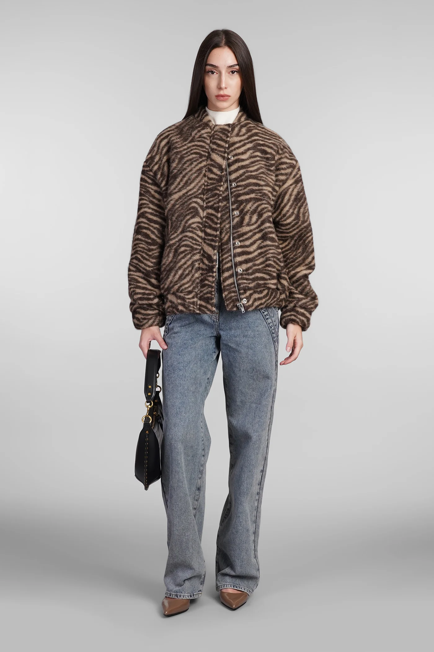 Louane Bomber Jacket in brown wool - Image 2