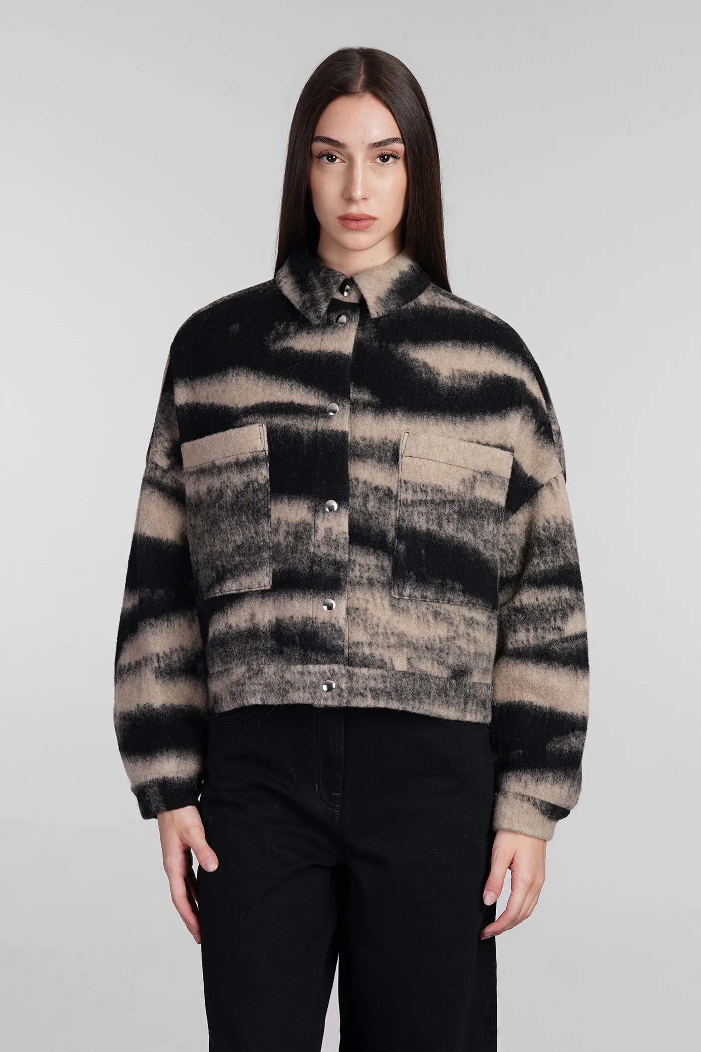 Ophaline Bomber Jacket in beige wool