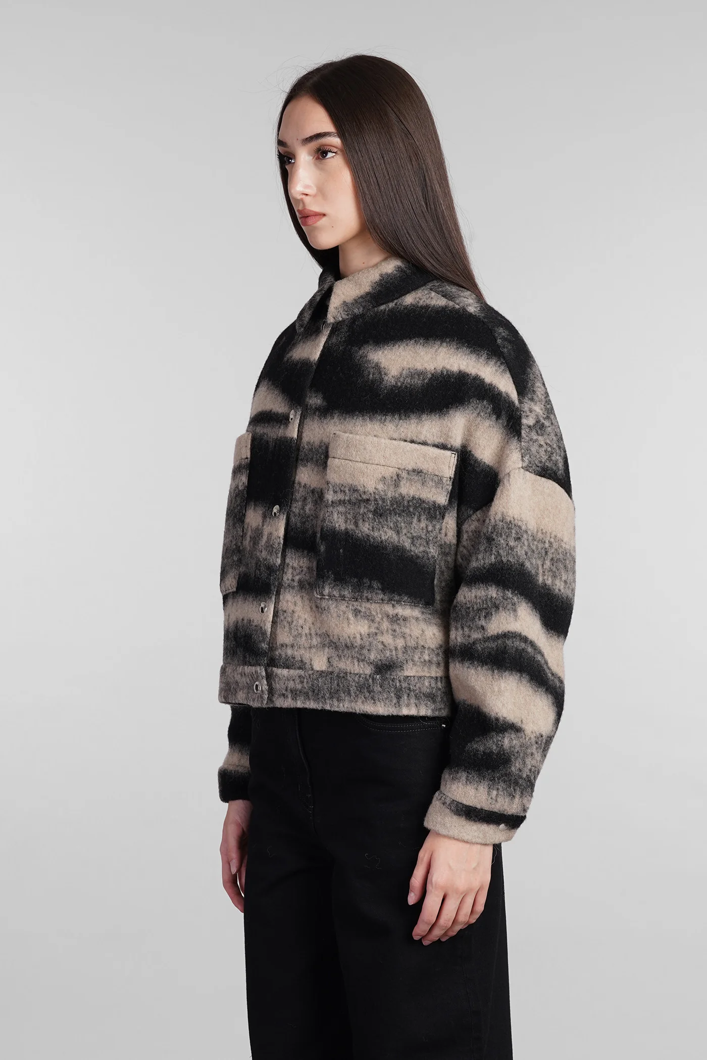 Ophaline Bomber Jacket in beige wool - Image 4