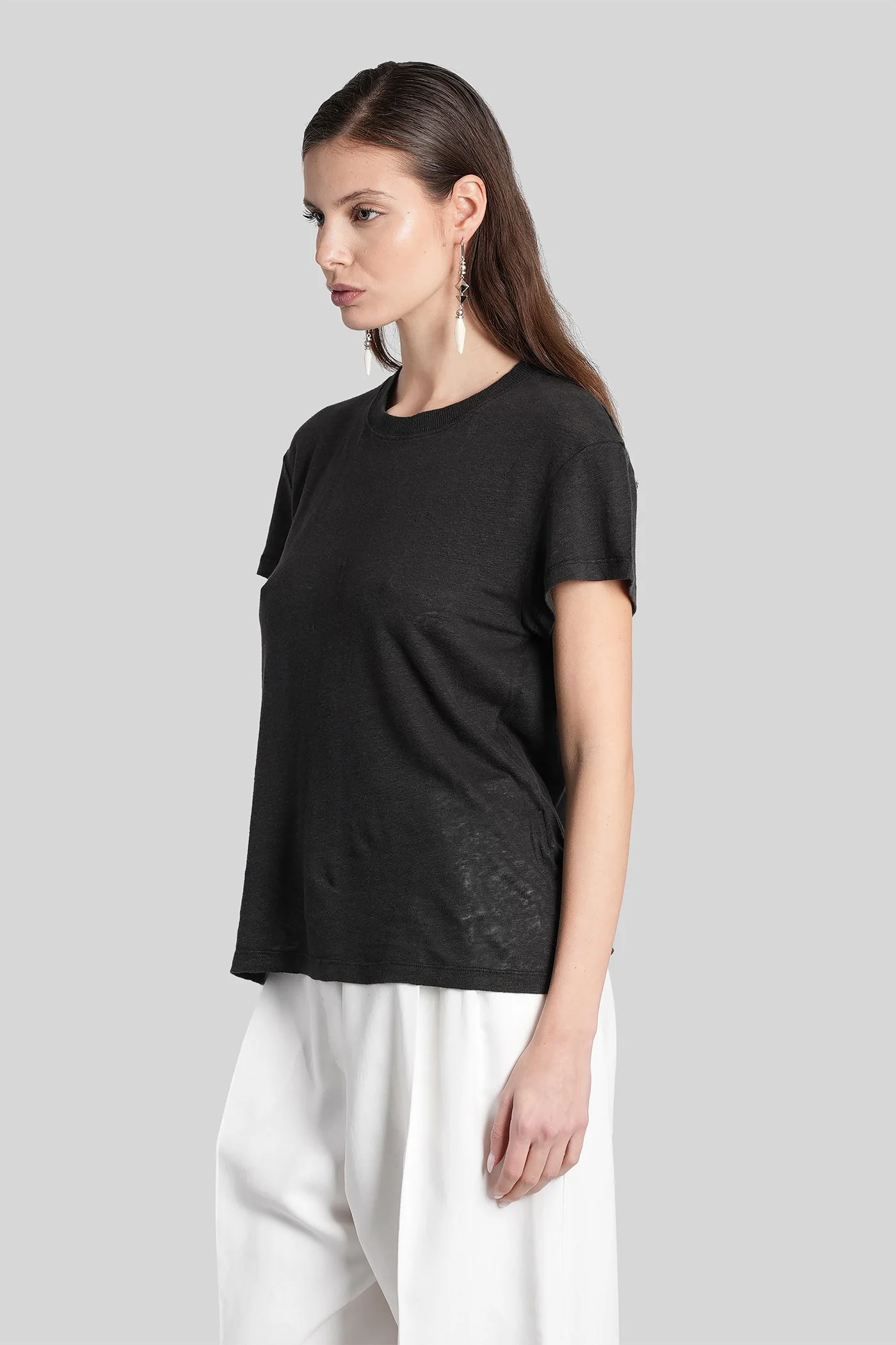 Third T-Shirt in black linen - Image 4