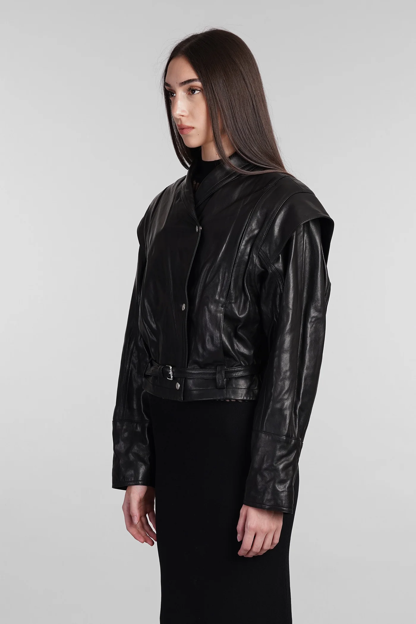 Yukito Biker jacket in black leather - Image 4