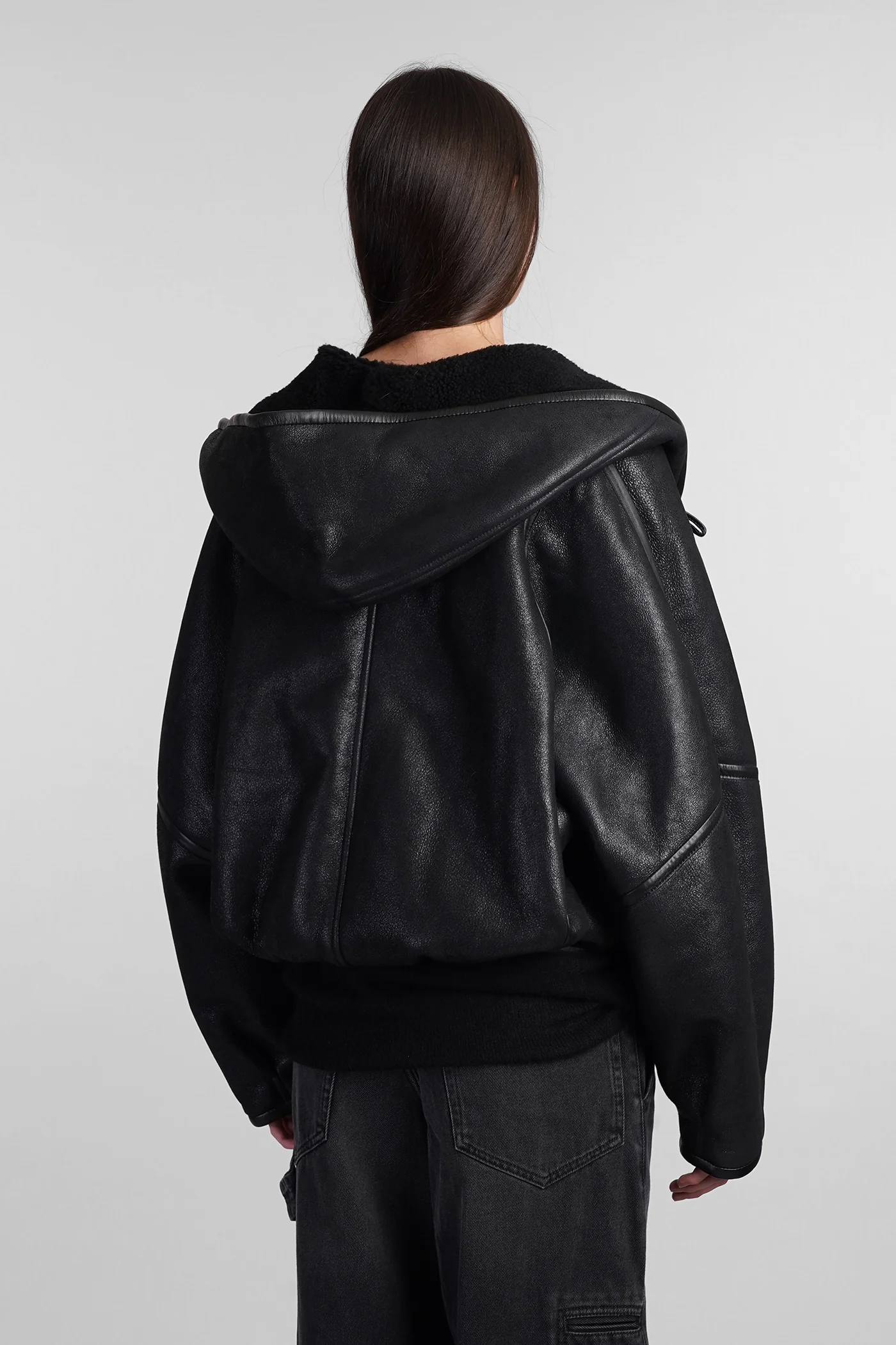 Amiel Shearling in black leather - Image 3