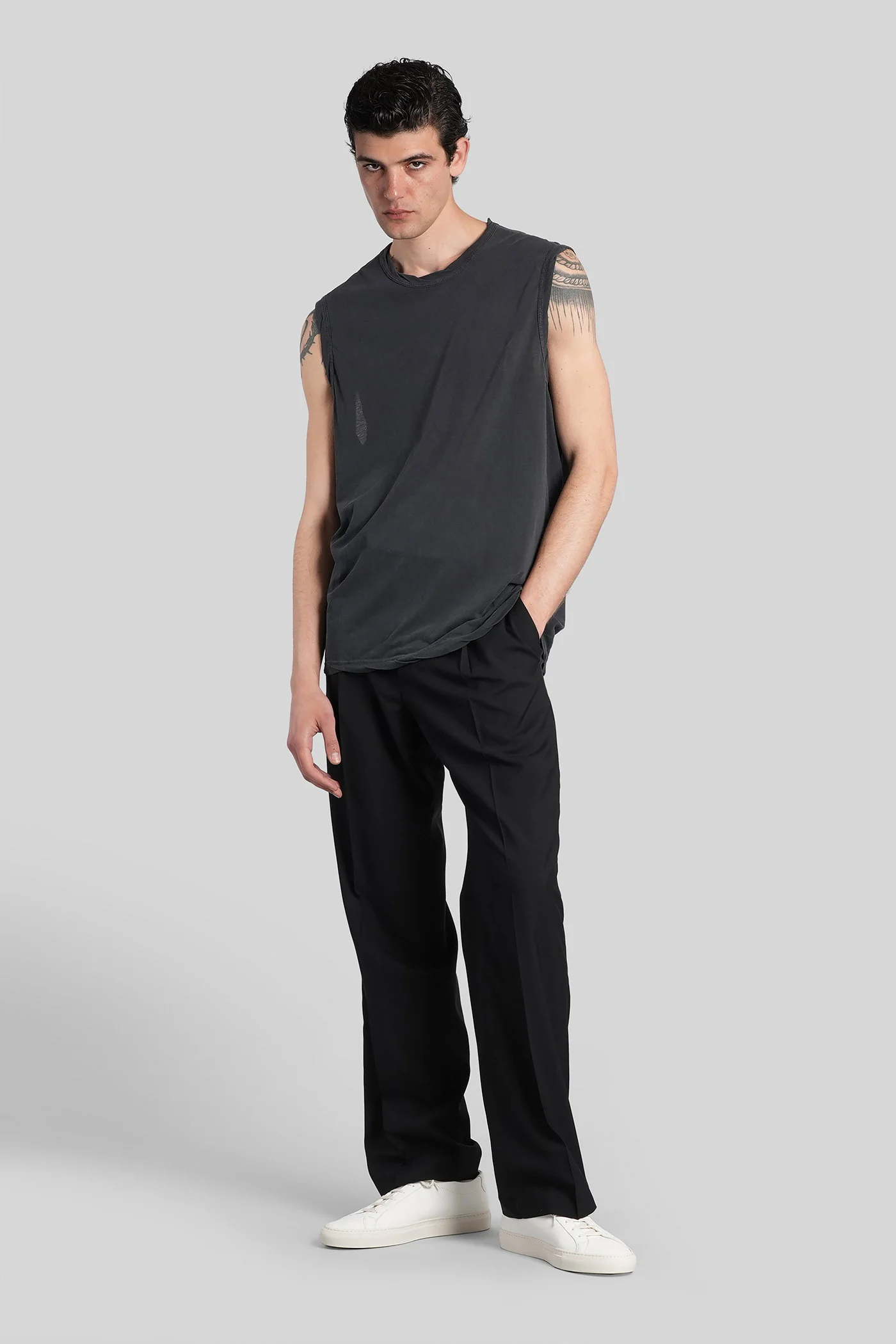 tank Top in grey cotton - Image 2