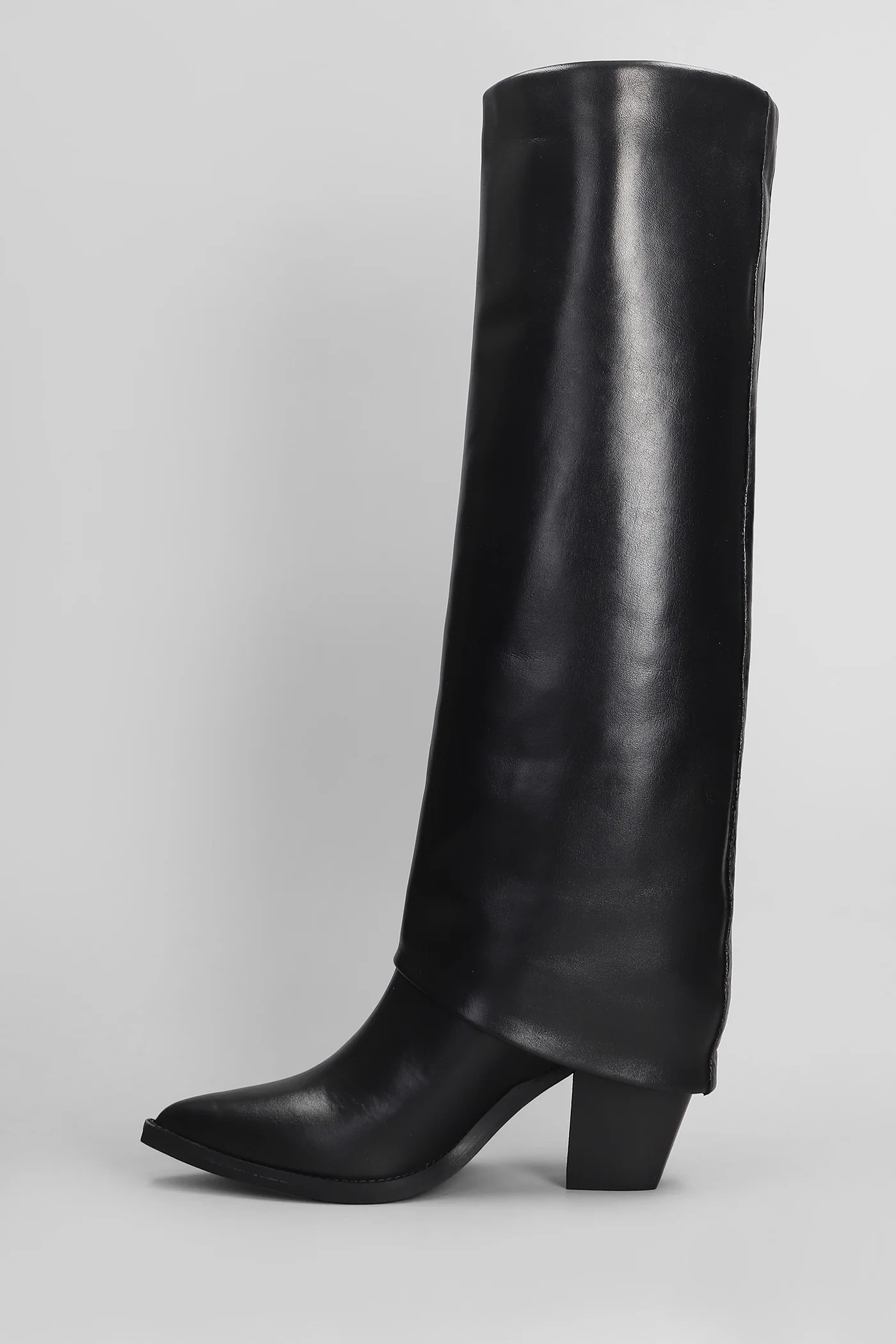 High heels boots in black leather - Image 3