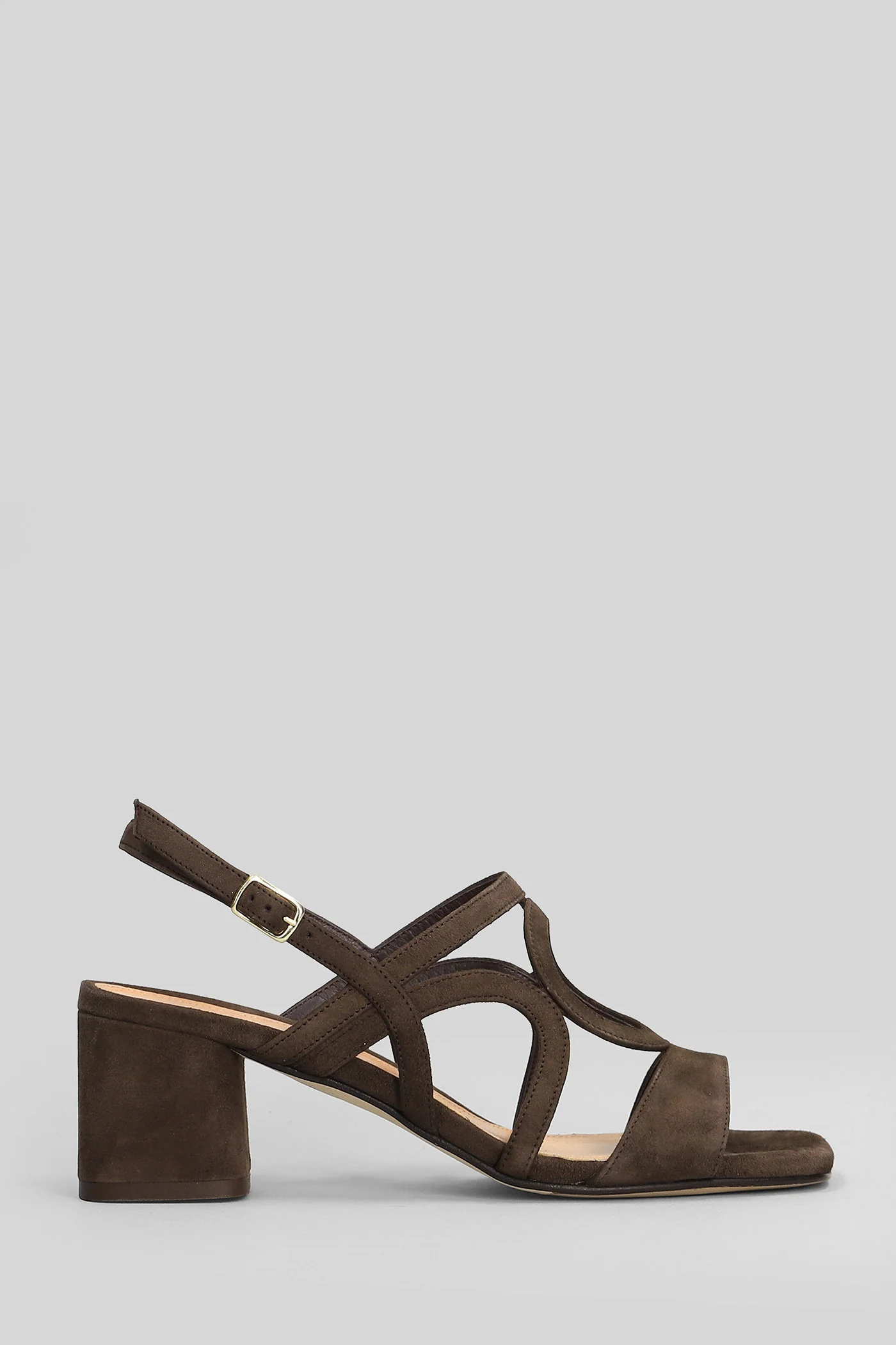 Sandals in dark brown suede