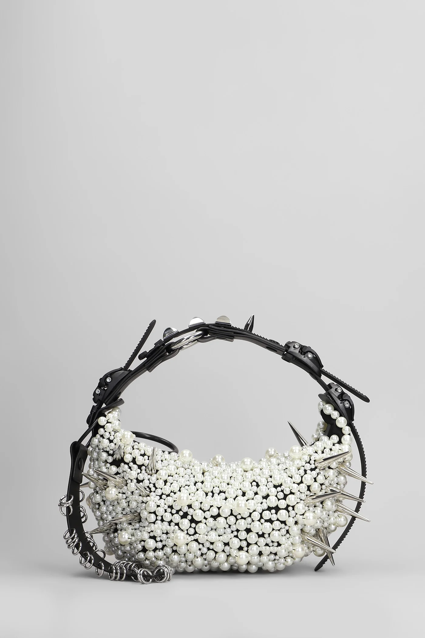 Shoulder bag in white polyester