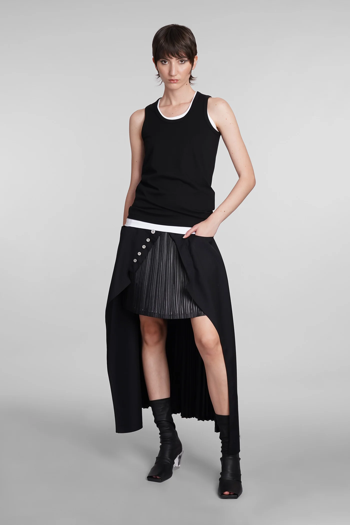 tank Top in black cotton - Image 2