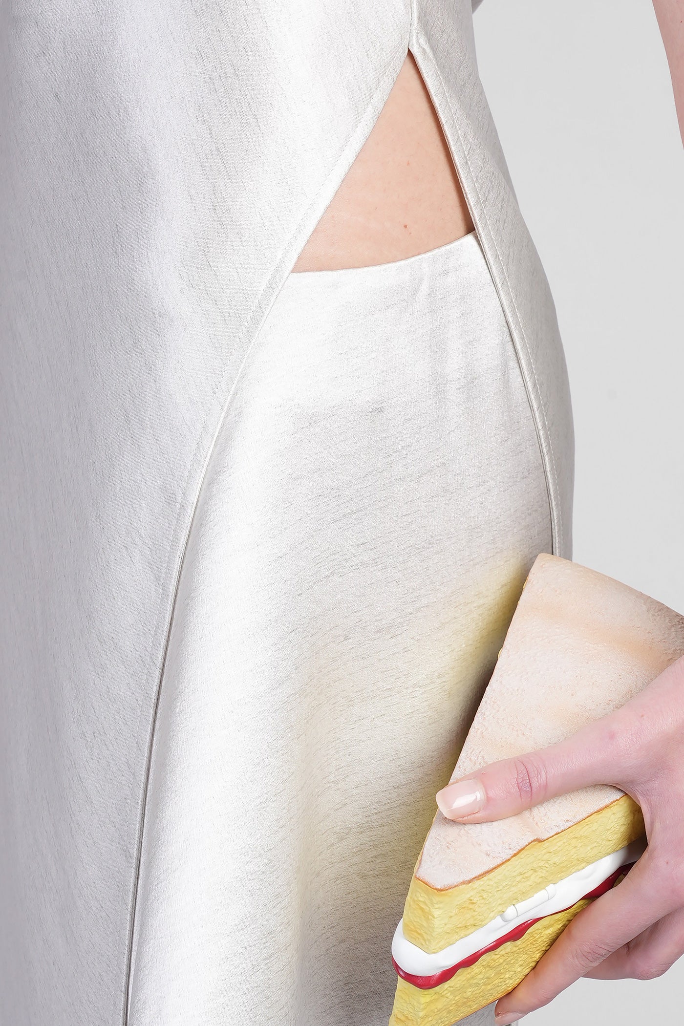 Long dress in silver Triacetate - Image 5