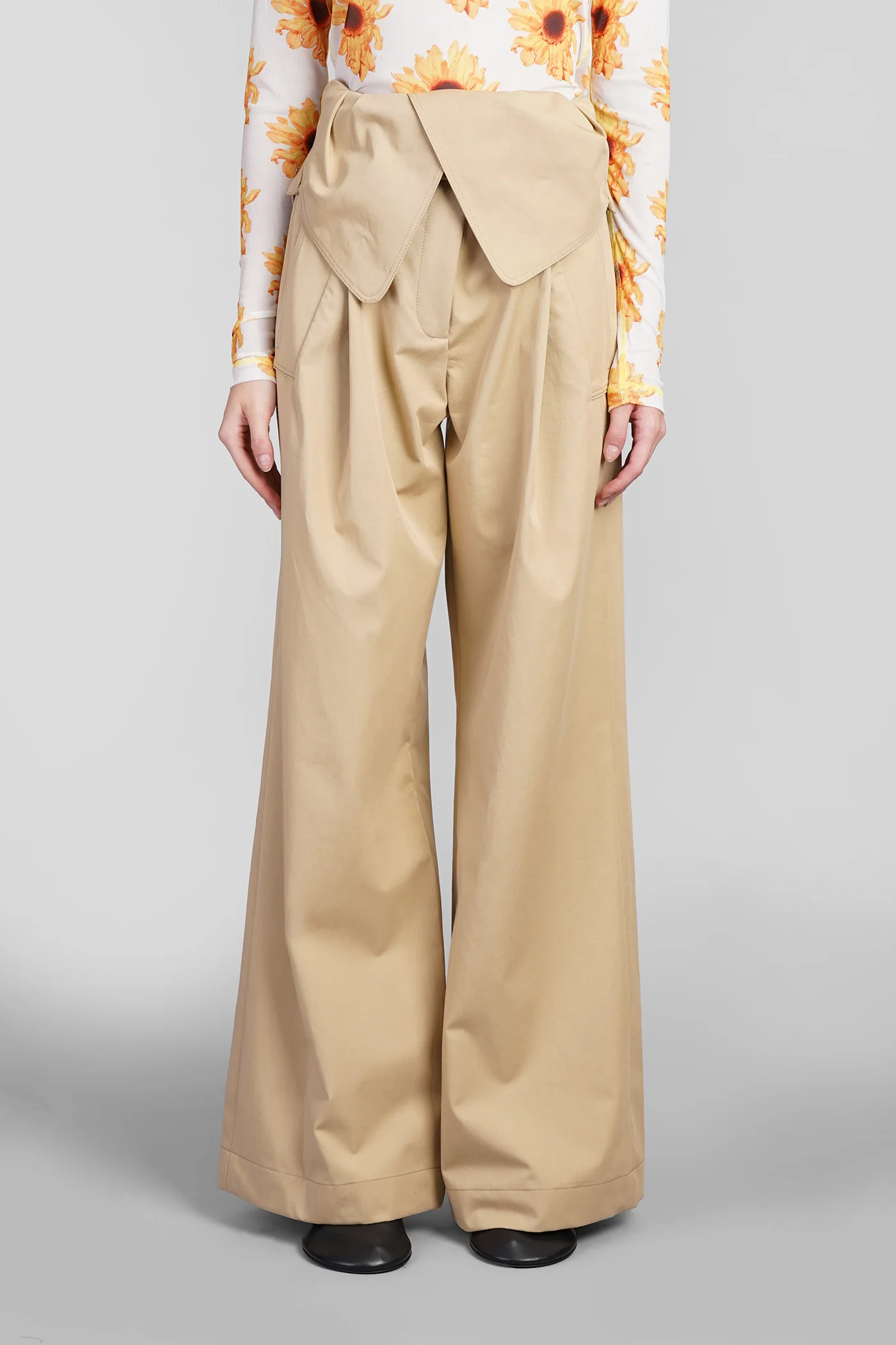 Pants in beige cotton