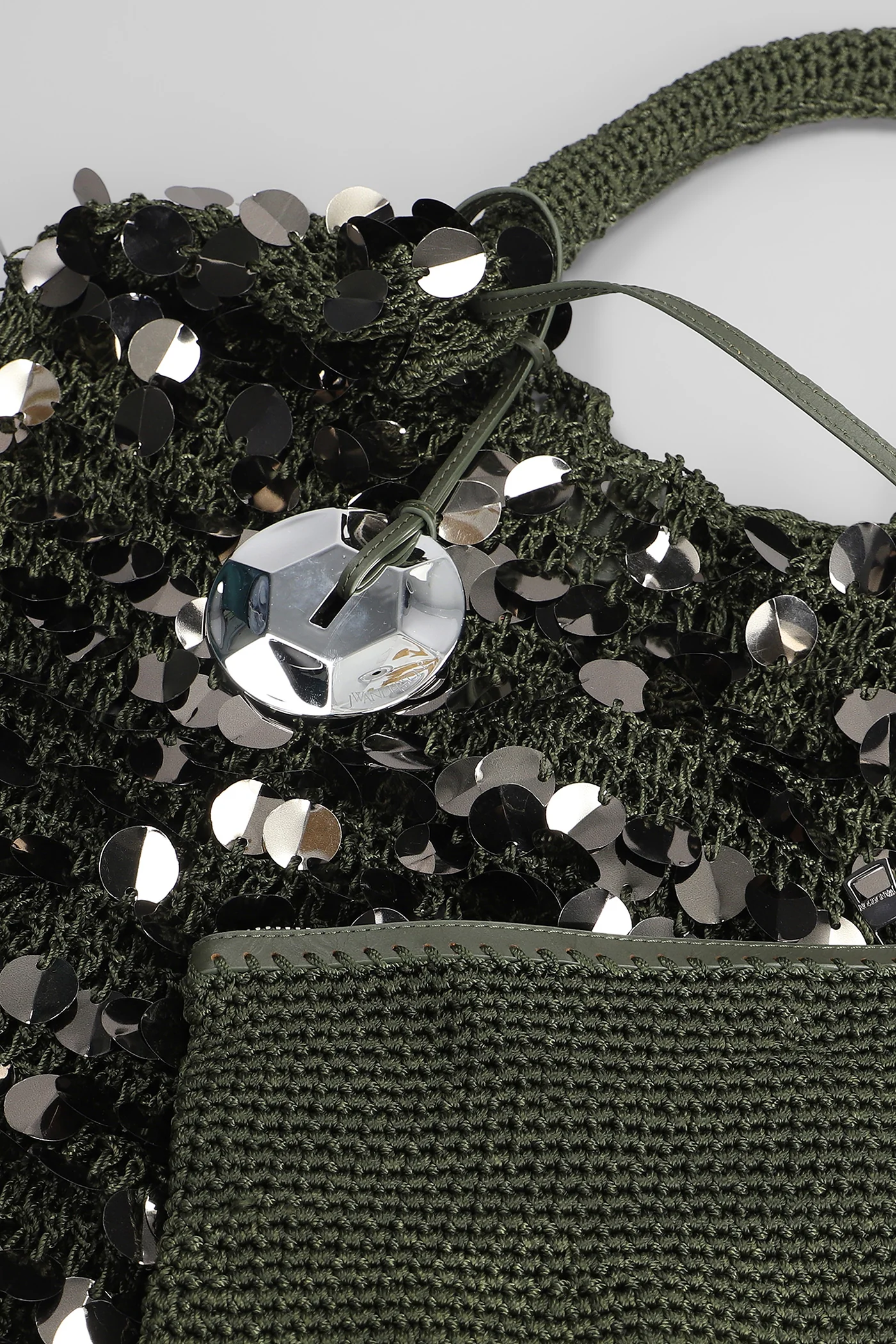 Sequin hobo Hand bag in green polyester - Image 4