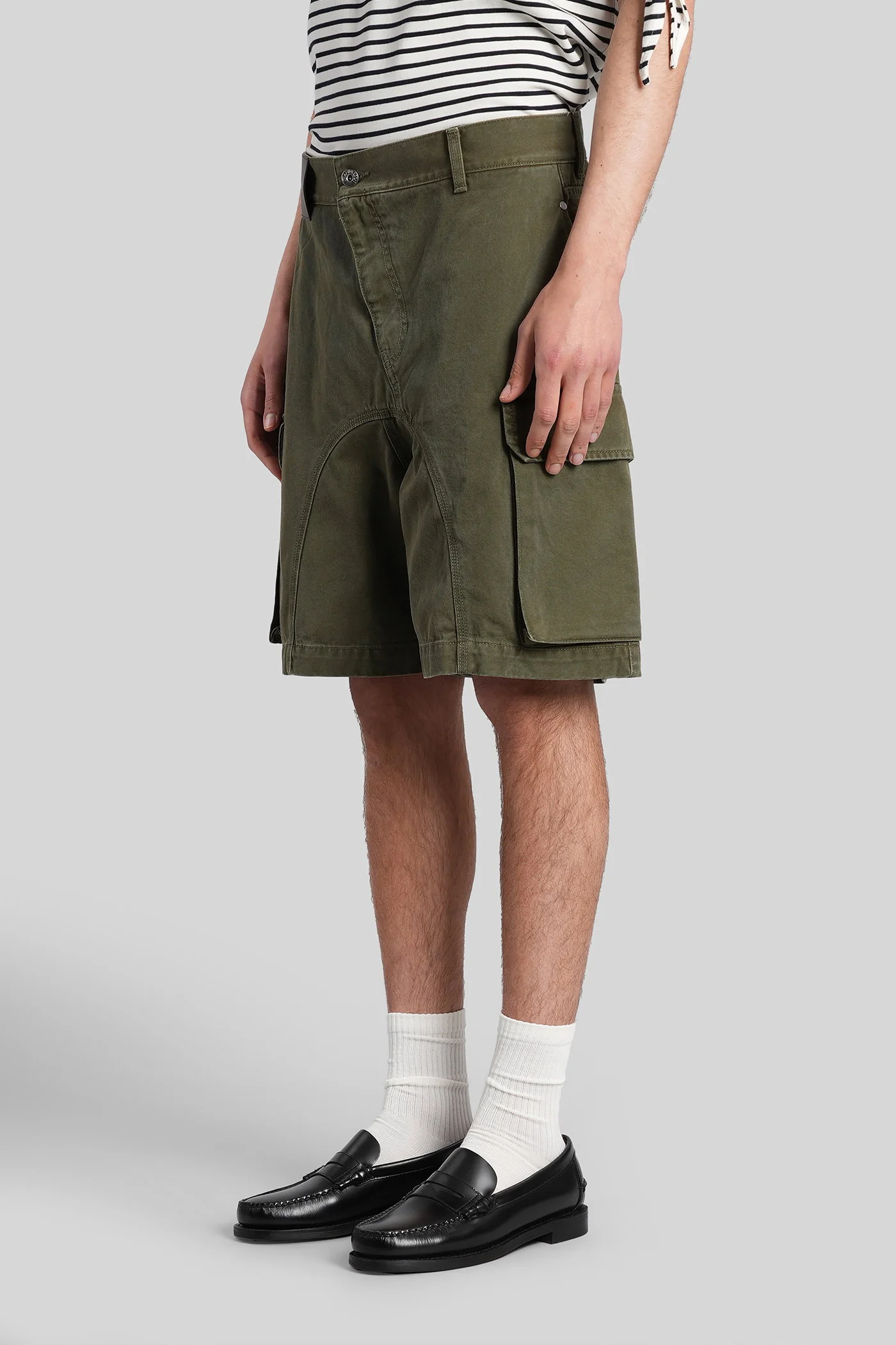 Shorts in khaki cotton - Image 4