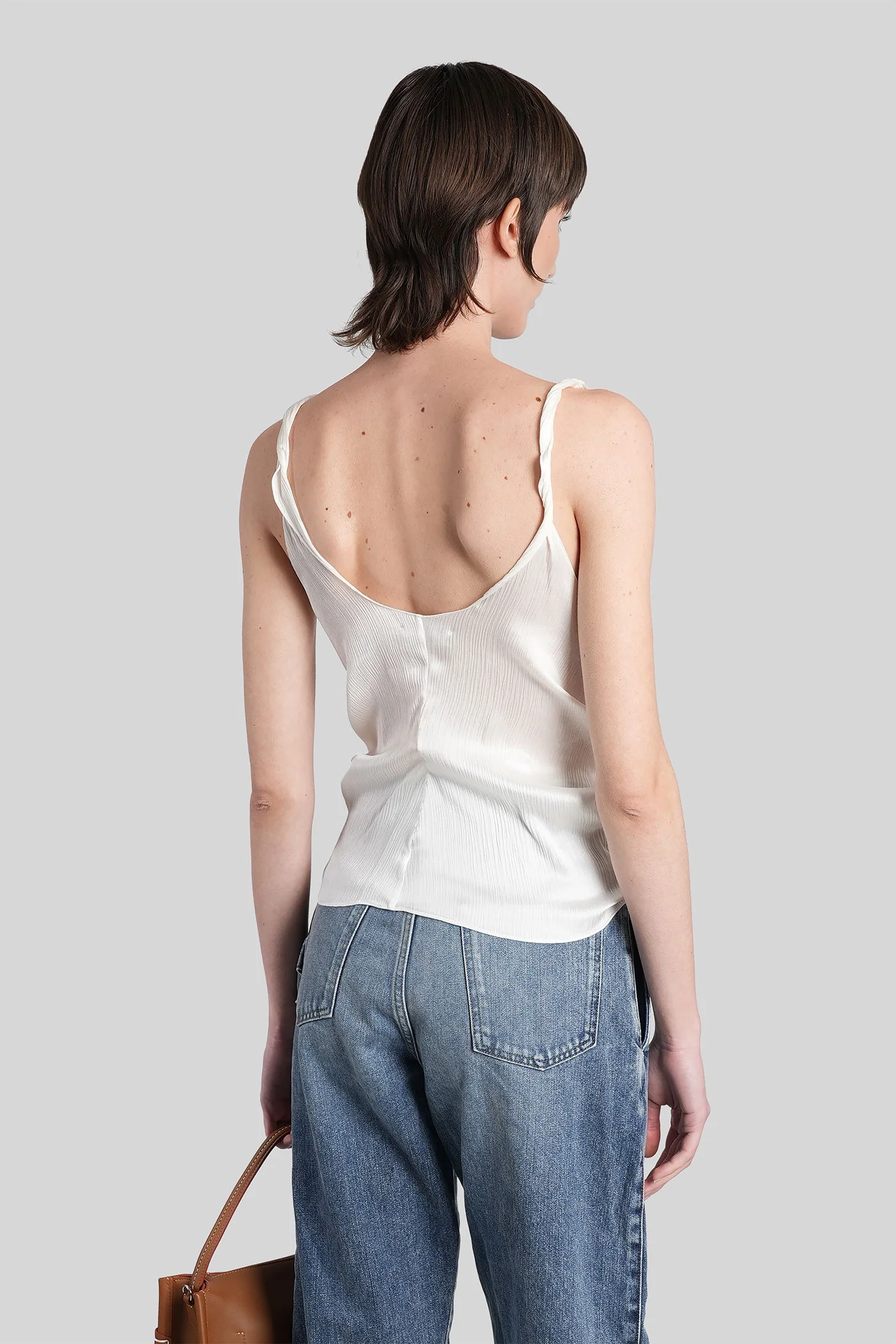 Topwear in white silk - Image 3