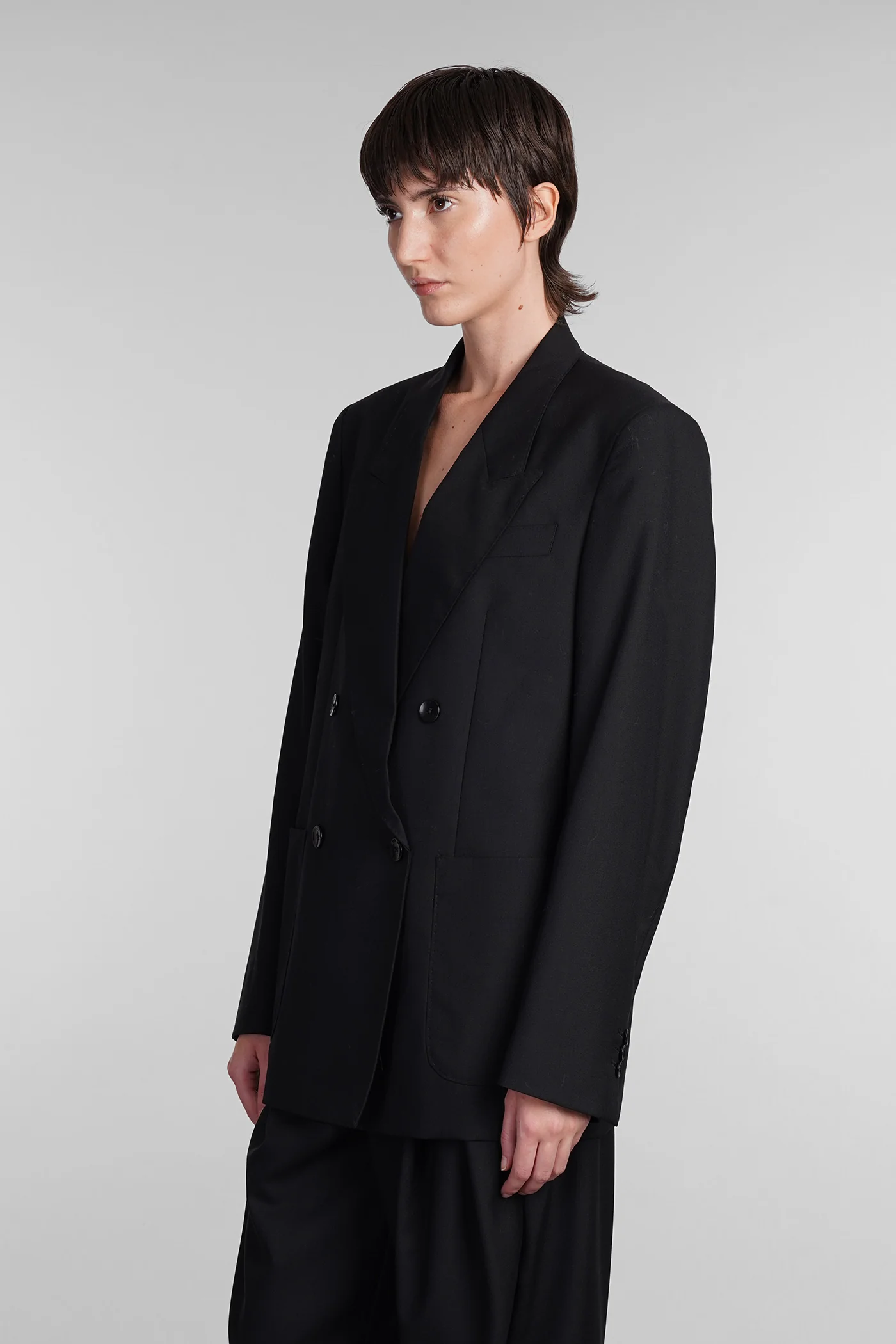 Blazer in black wool - Image 4